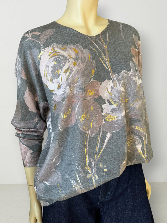 Sweater Floral Acuarela Marengo
