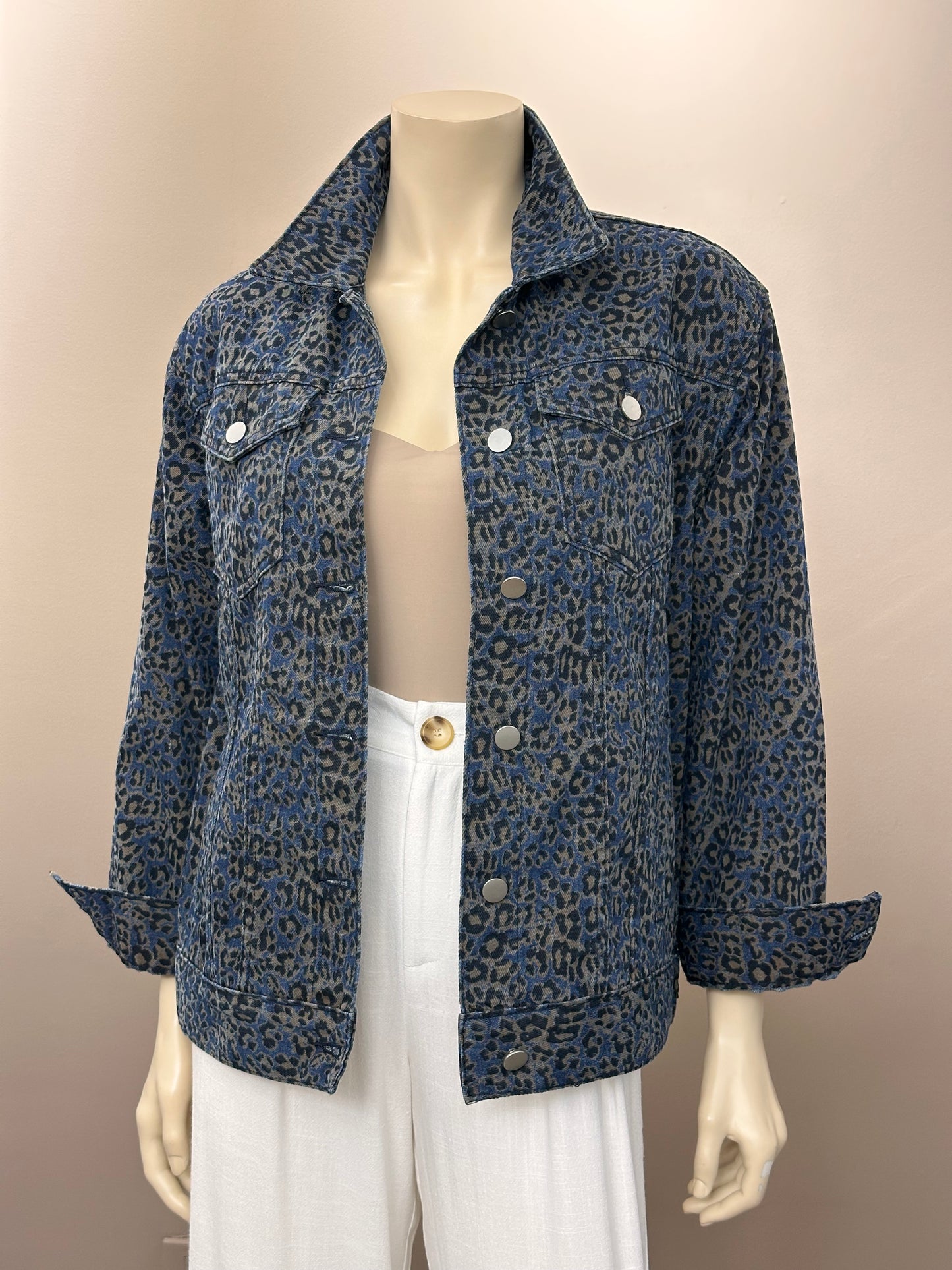 Chaqueta de Mezclilla Animal Print Azul