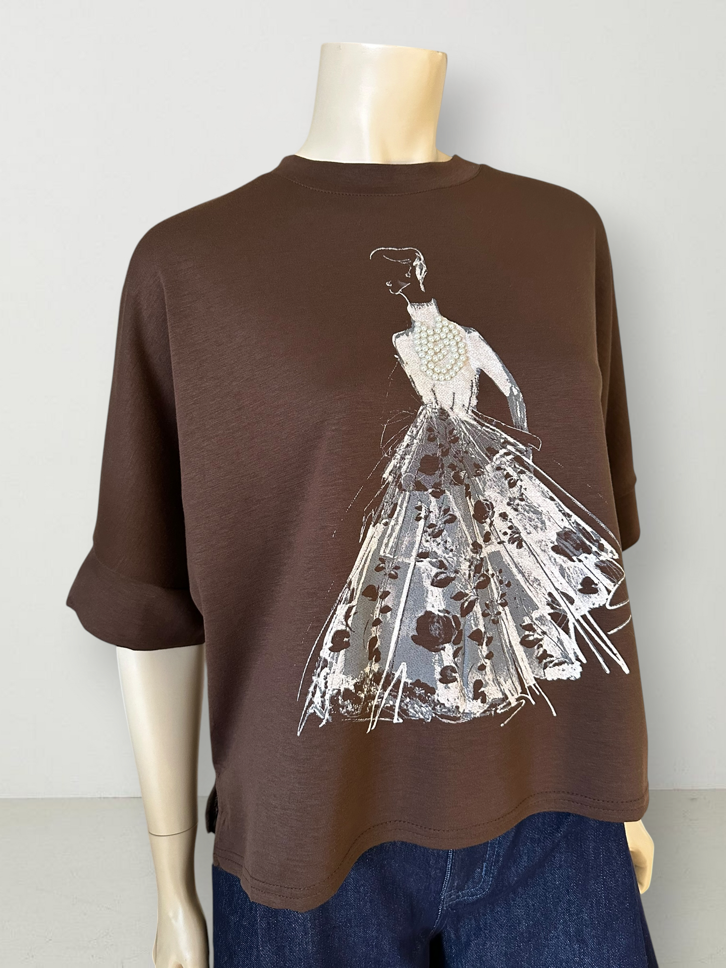 Polera Perlas Café