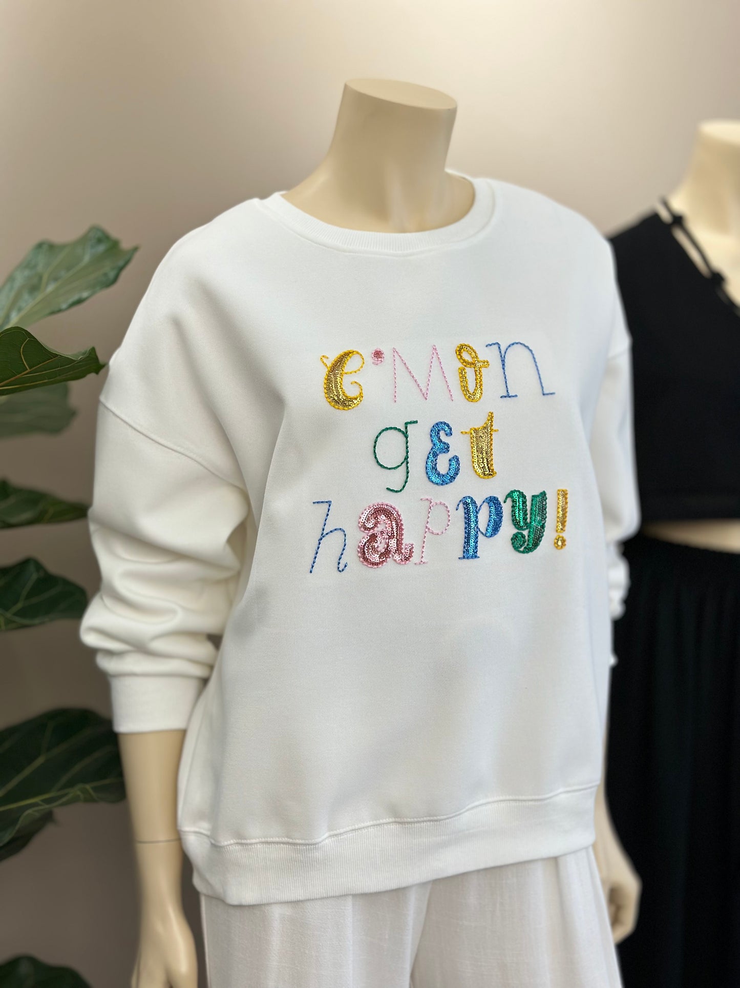 Polerón Oversize Happy Blanco