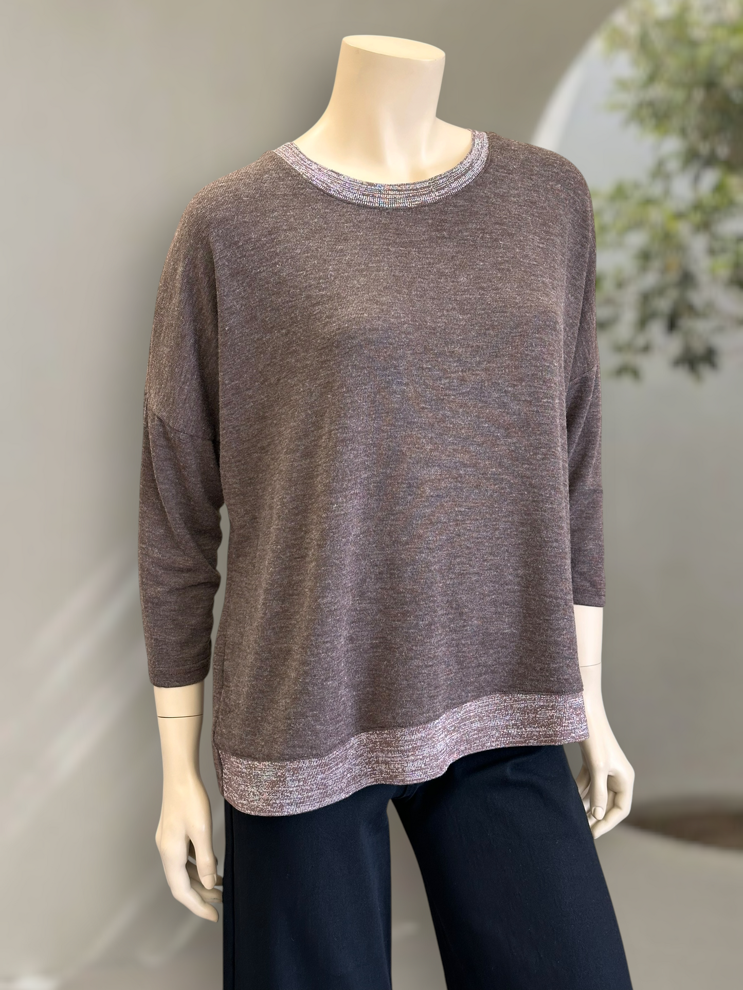 Polera Hilo Spandex Lurex Café