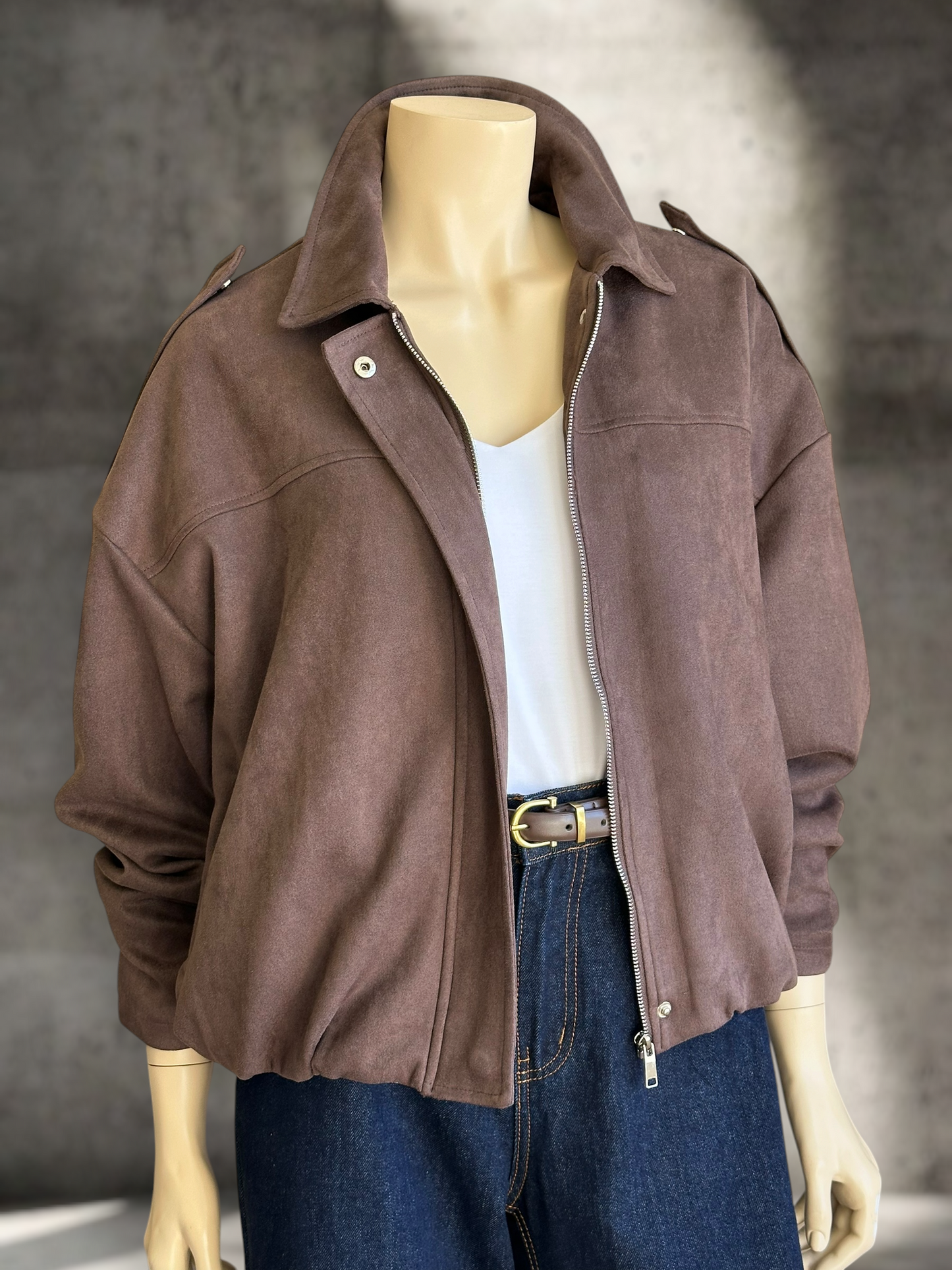 Chaqueta Roma Suede Bomber Café