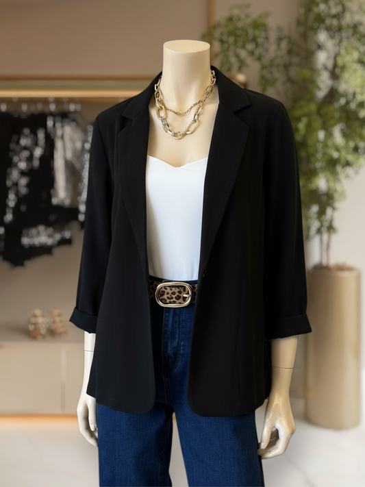 Blazer Algodón Lino Negro