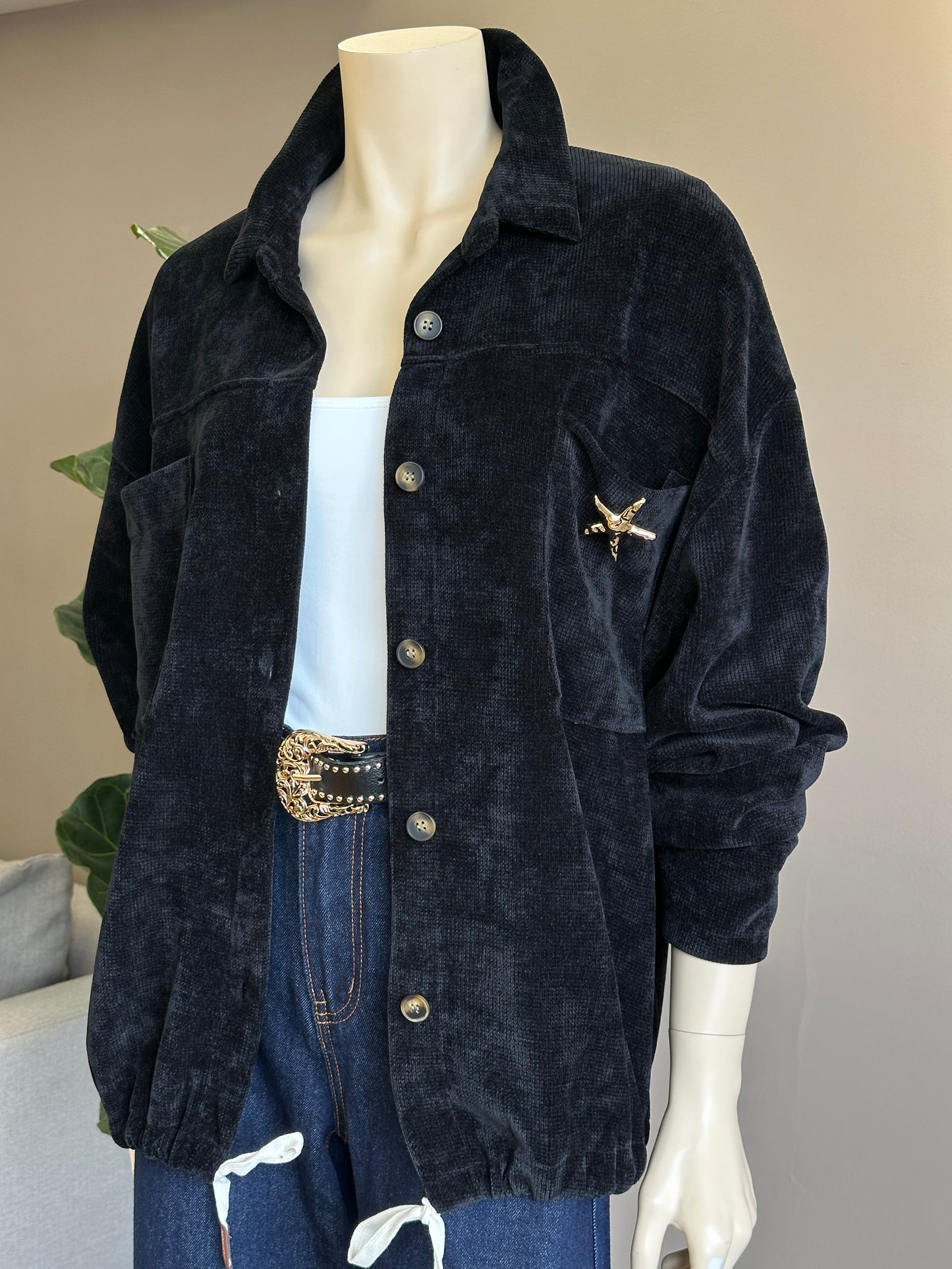 Chaqueta Cotelé Italiana Oversize Negro