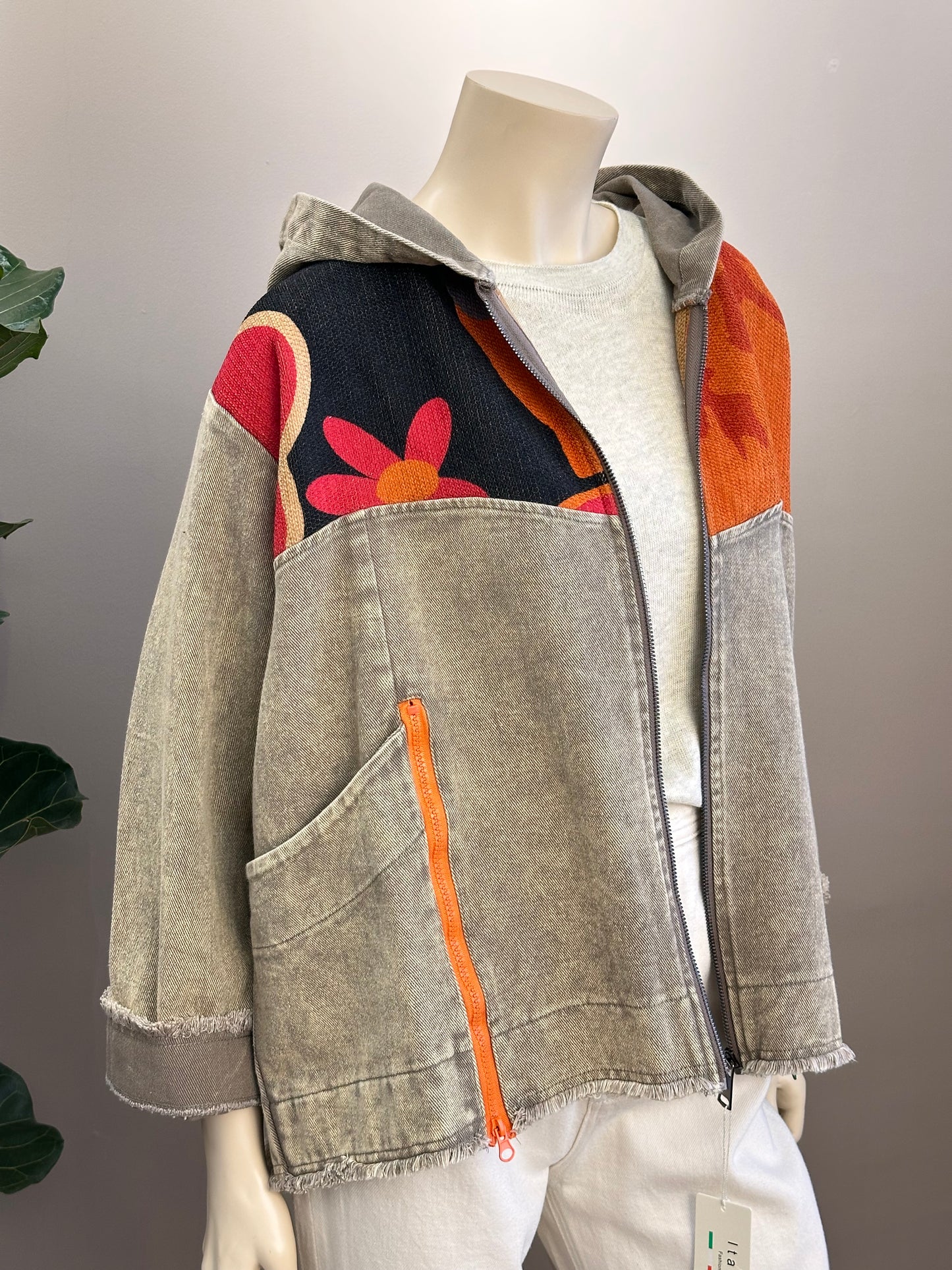 Chaqueta Oversize Mezclilla Combinada Arena