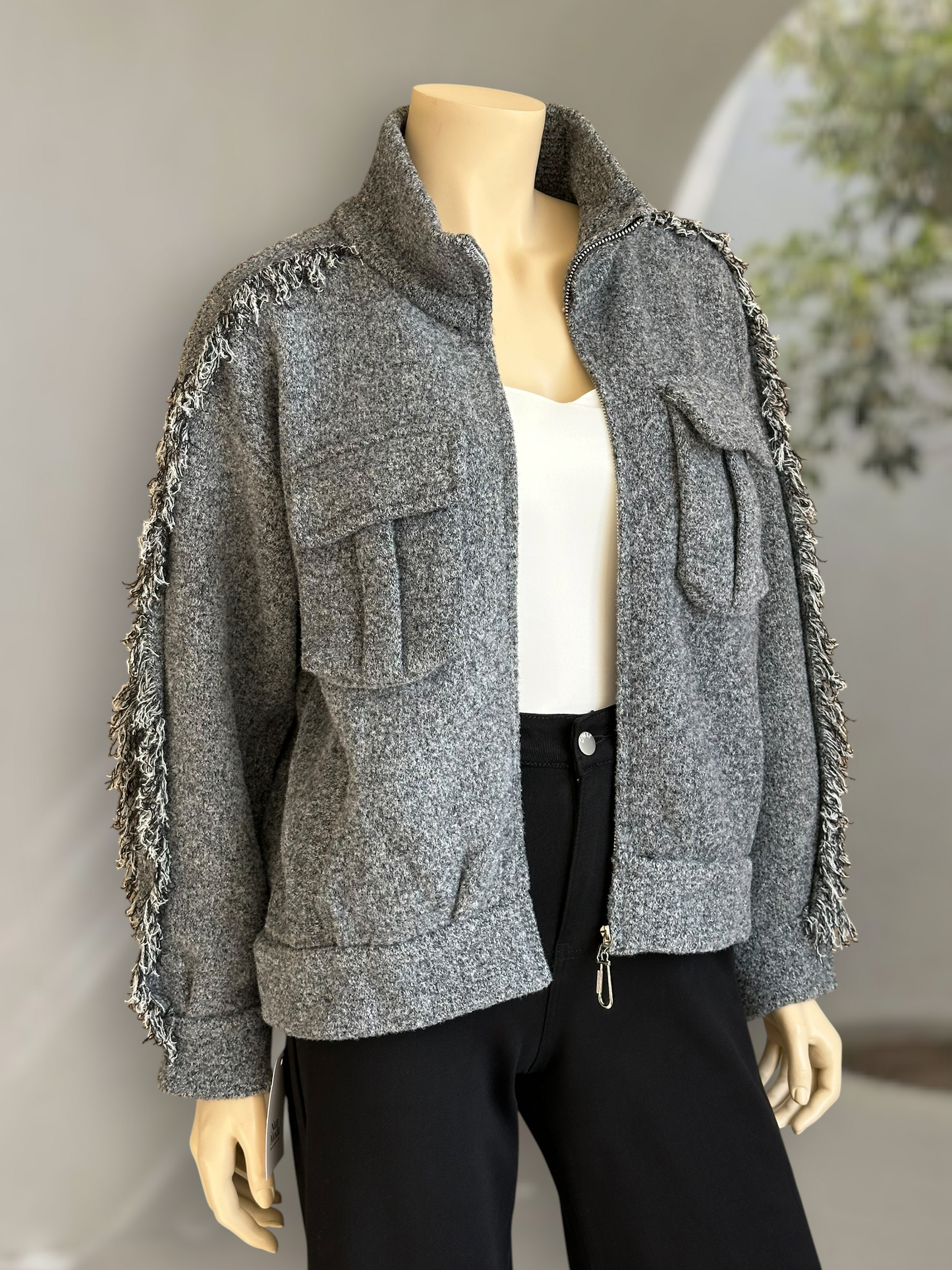 Chaqueta Milano Fringe Gris