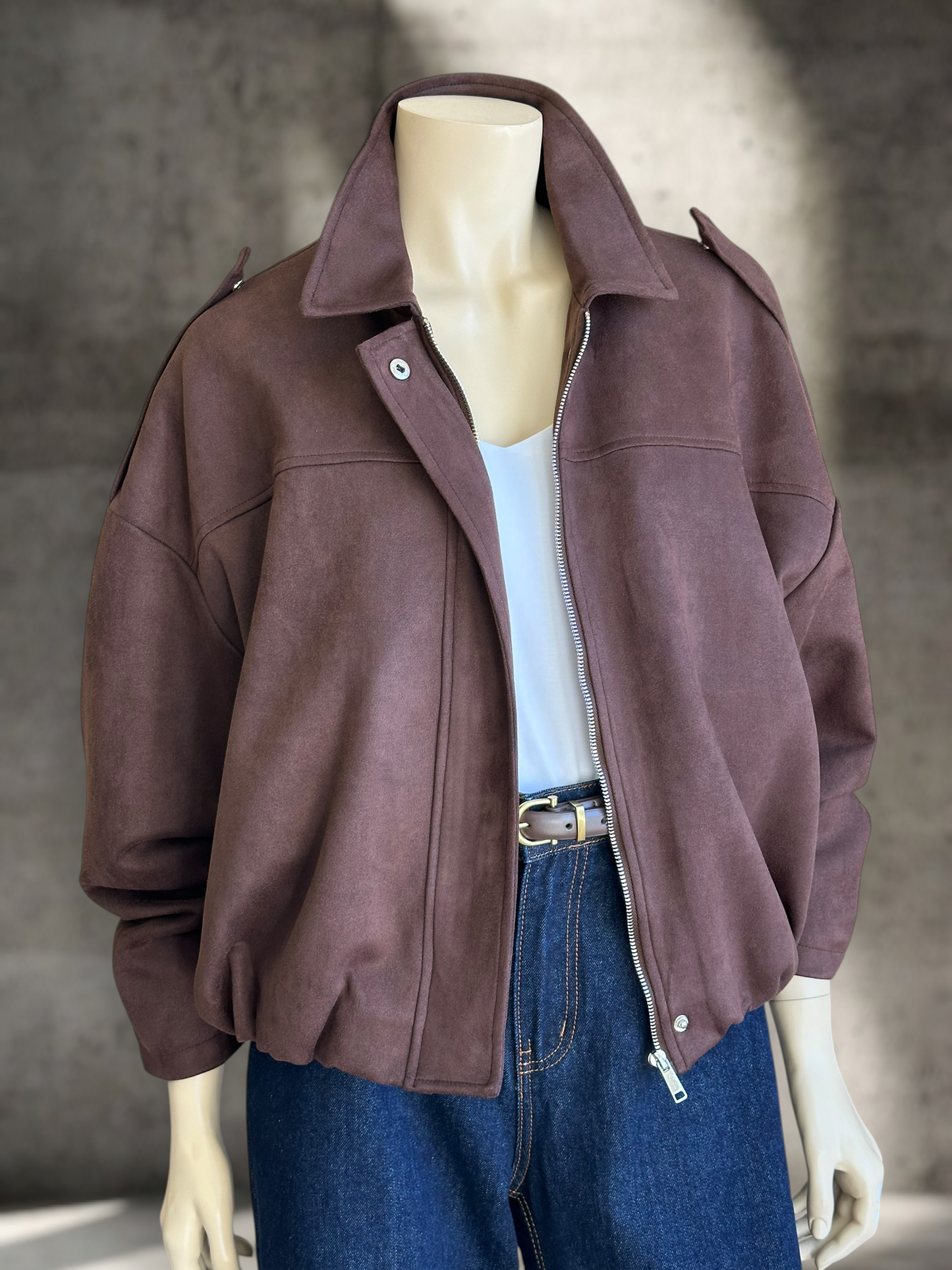 Chaqueta Roma Suede Bomber Chocolate