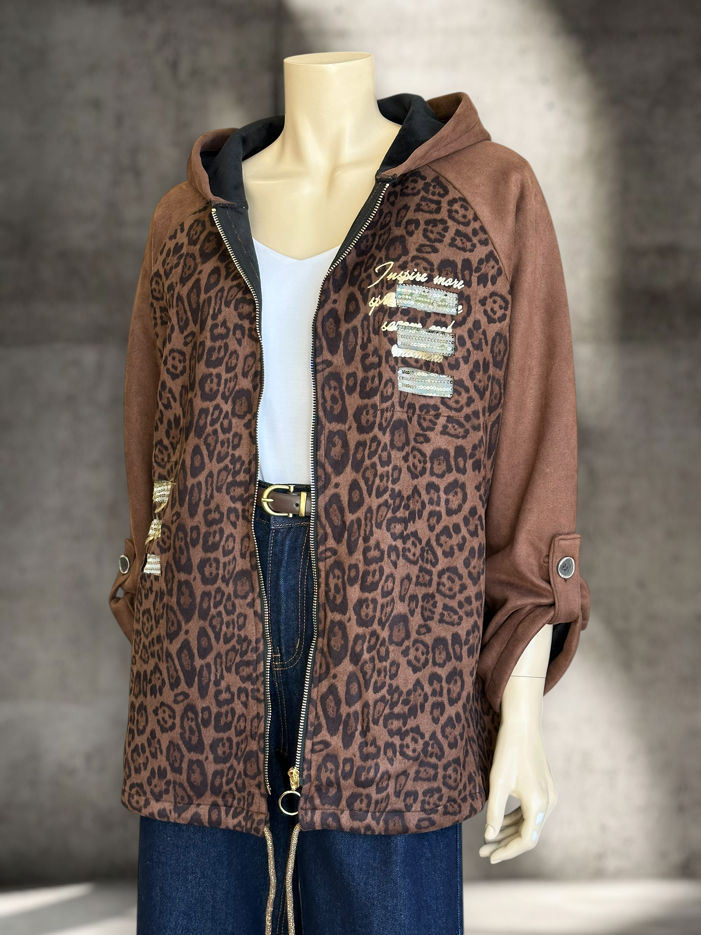 Chaqueta Suede Leopard Chocolate