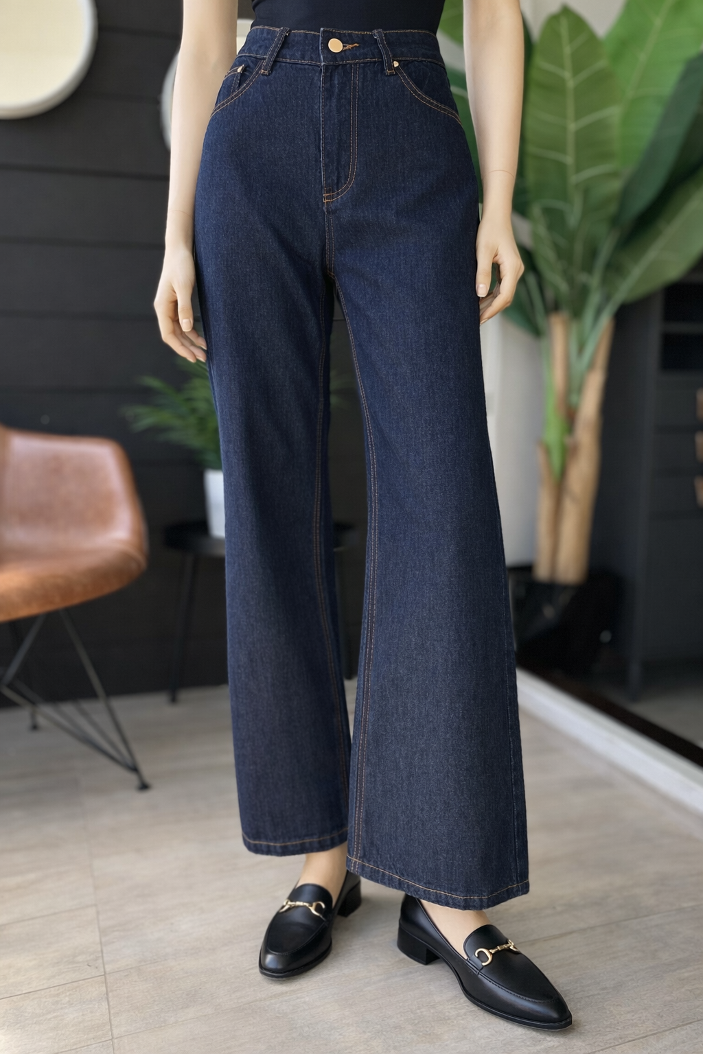 Jeans Wide Leg Dark Denim