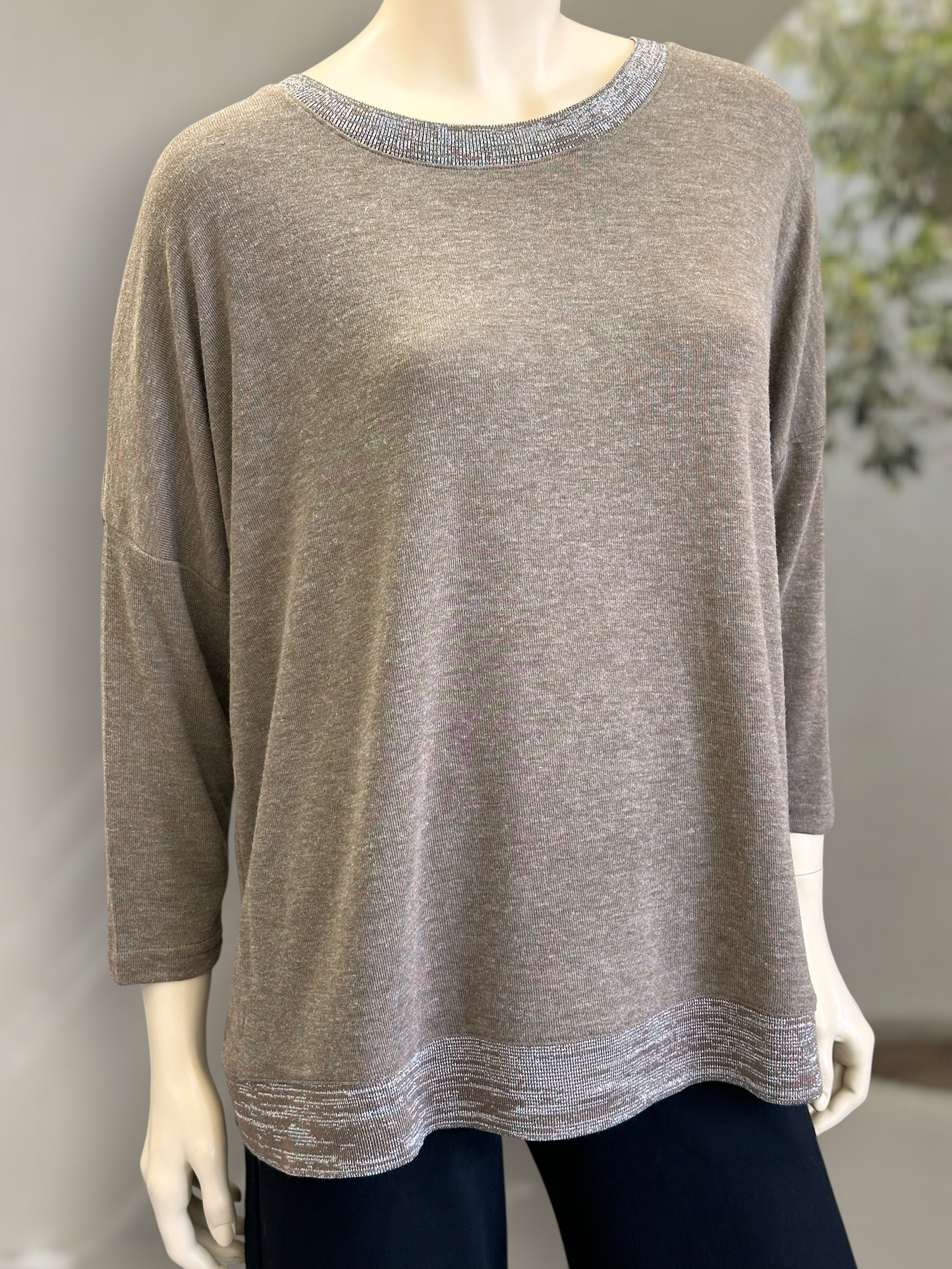 Polera Hilo Spandex Lurex Camel