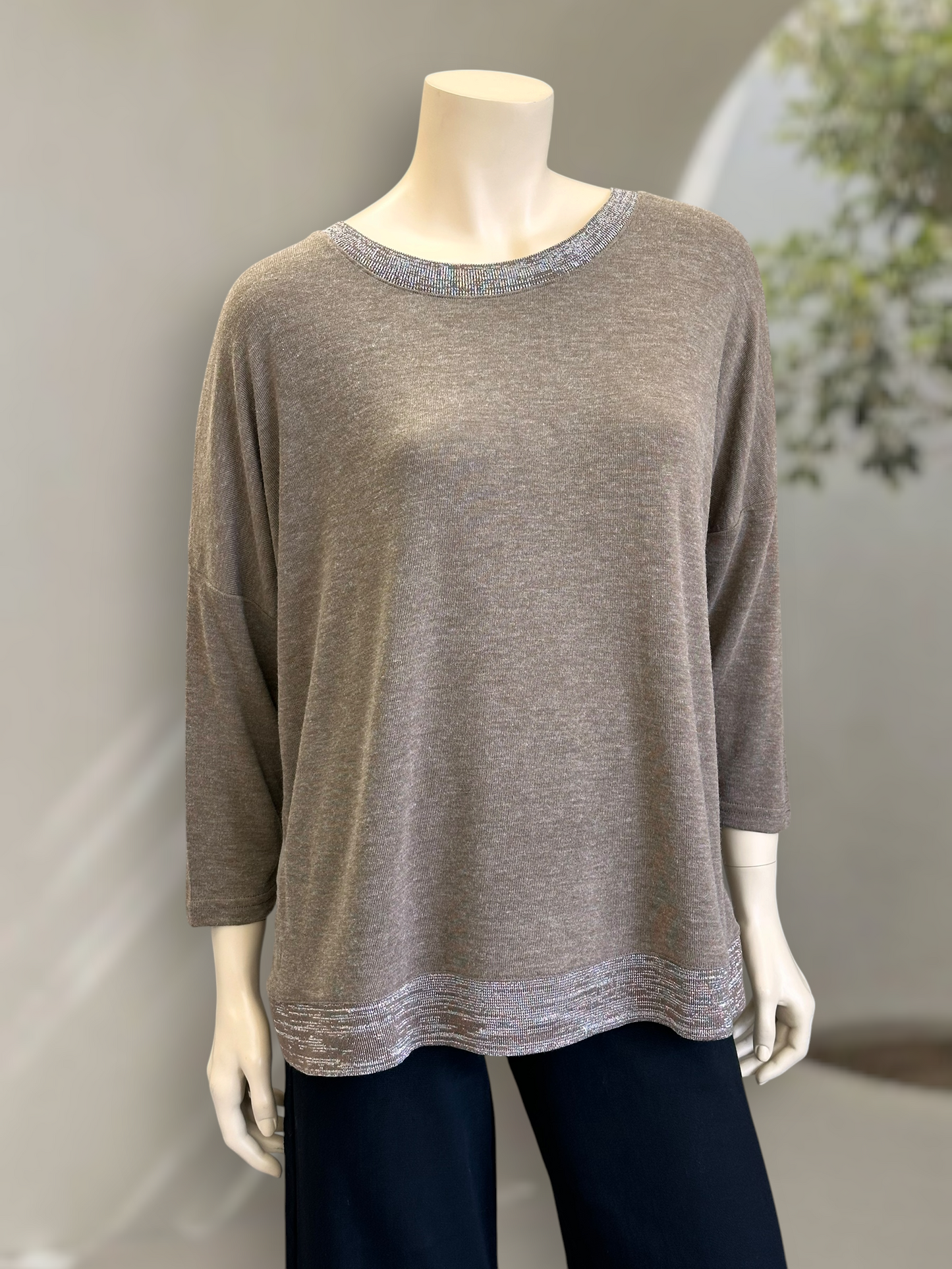 Polera Hilo Spandex Lurex Camel