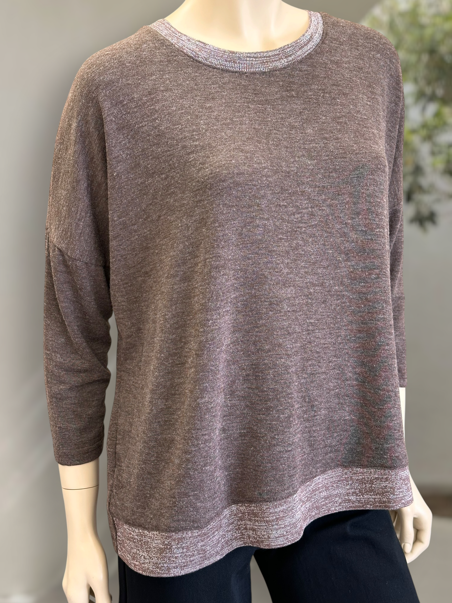 Polera Hilo Spandex Lurex Café