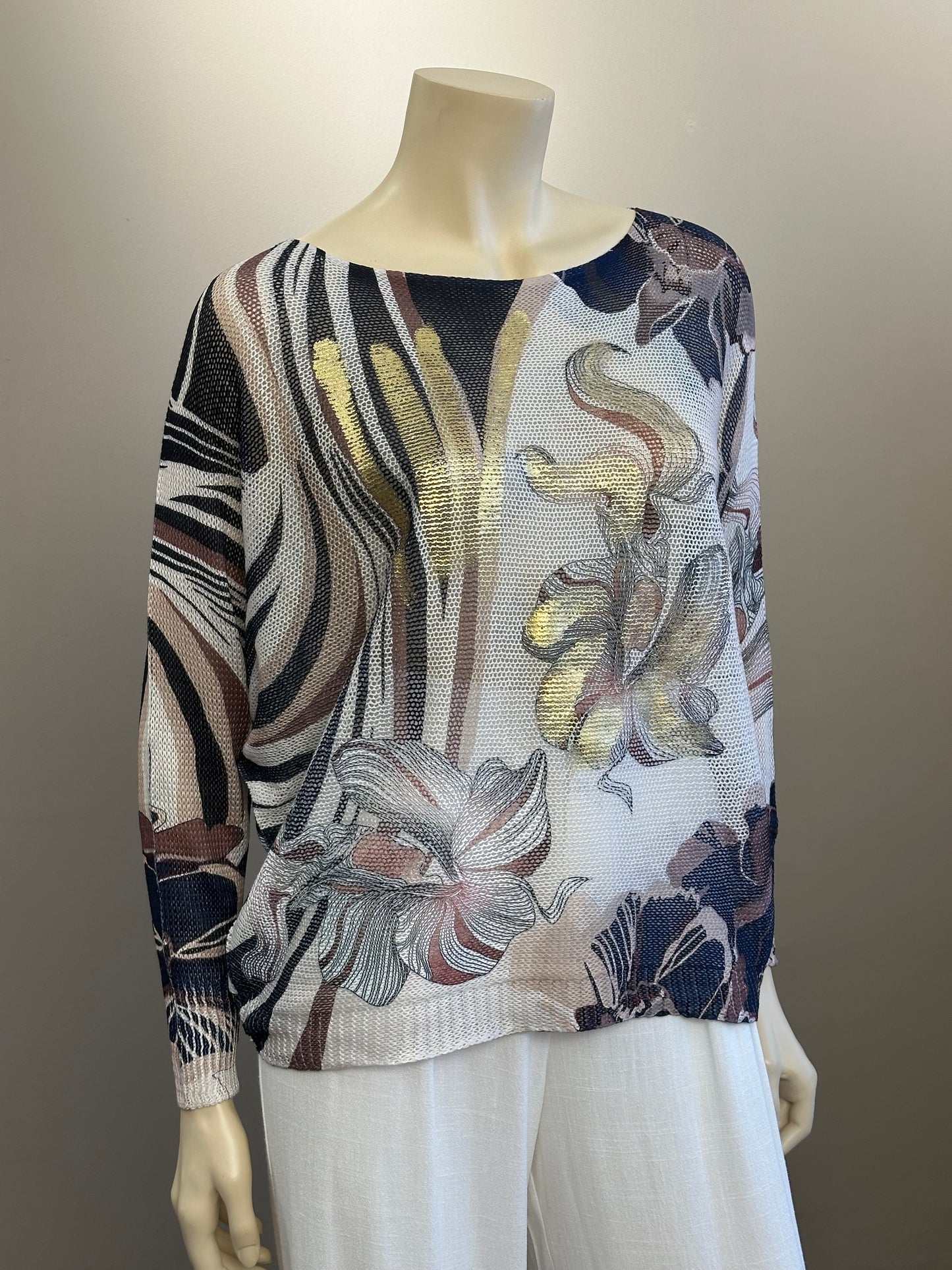 Sweater Hilo Italiano Flor Azul Mix