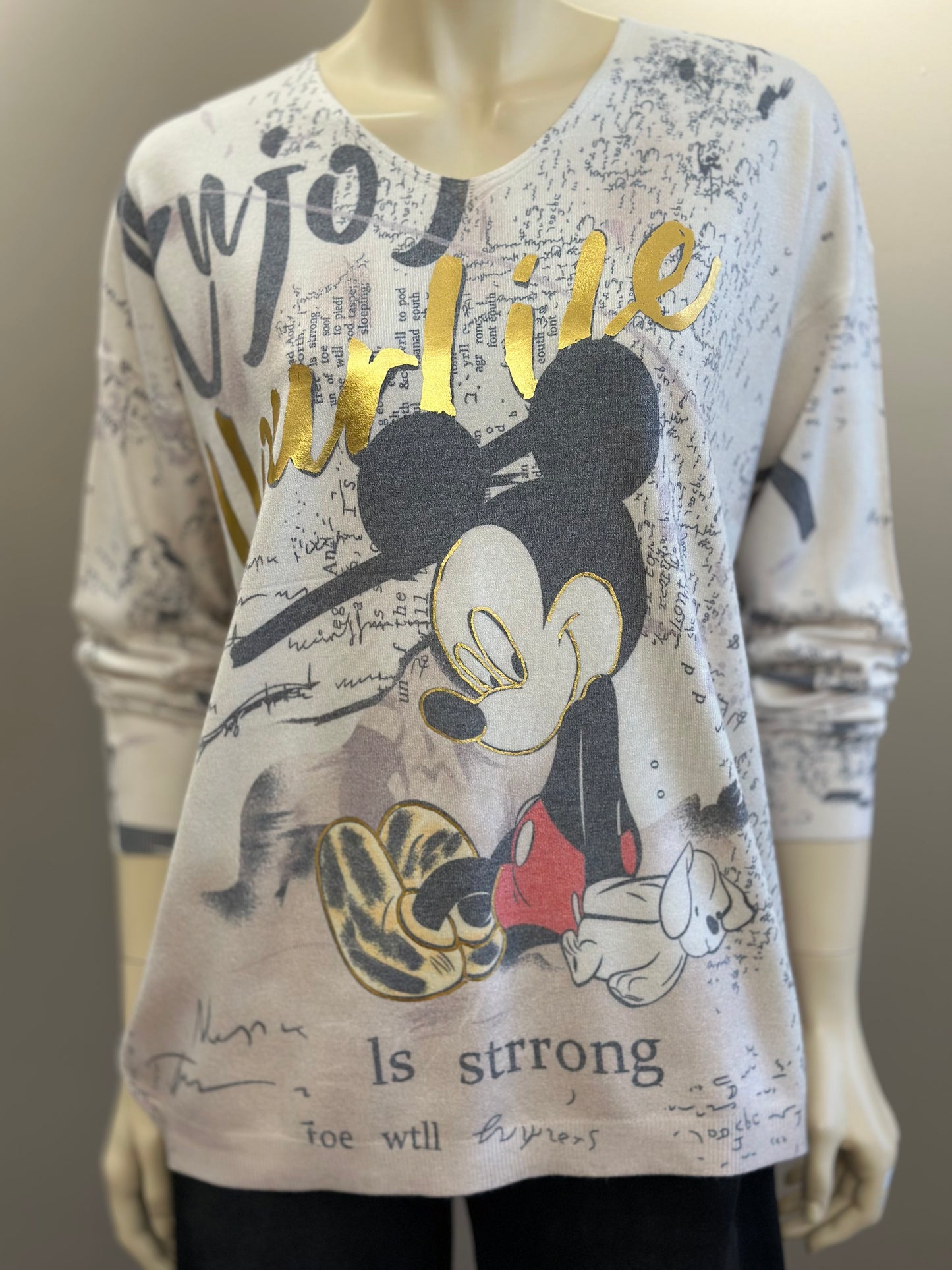 Tejido Spandex Mickey Mouse Beige - New Collection