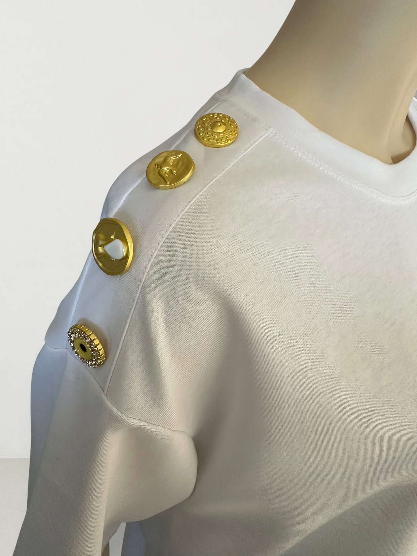 Polera Oversize Botones Blanco