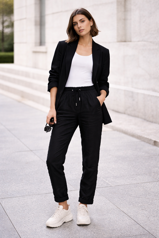 Jogger Gabardina Corrugada Negro