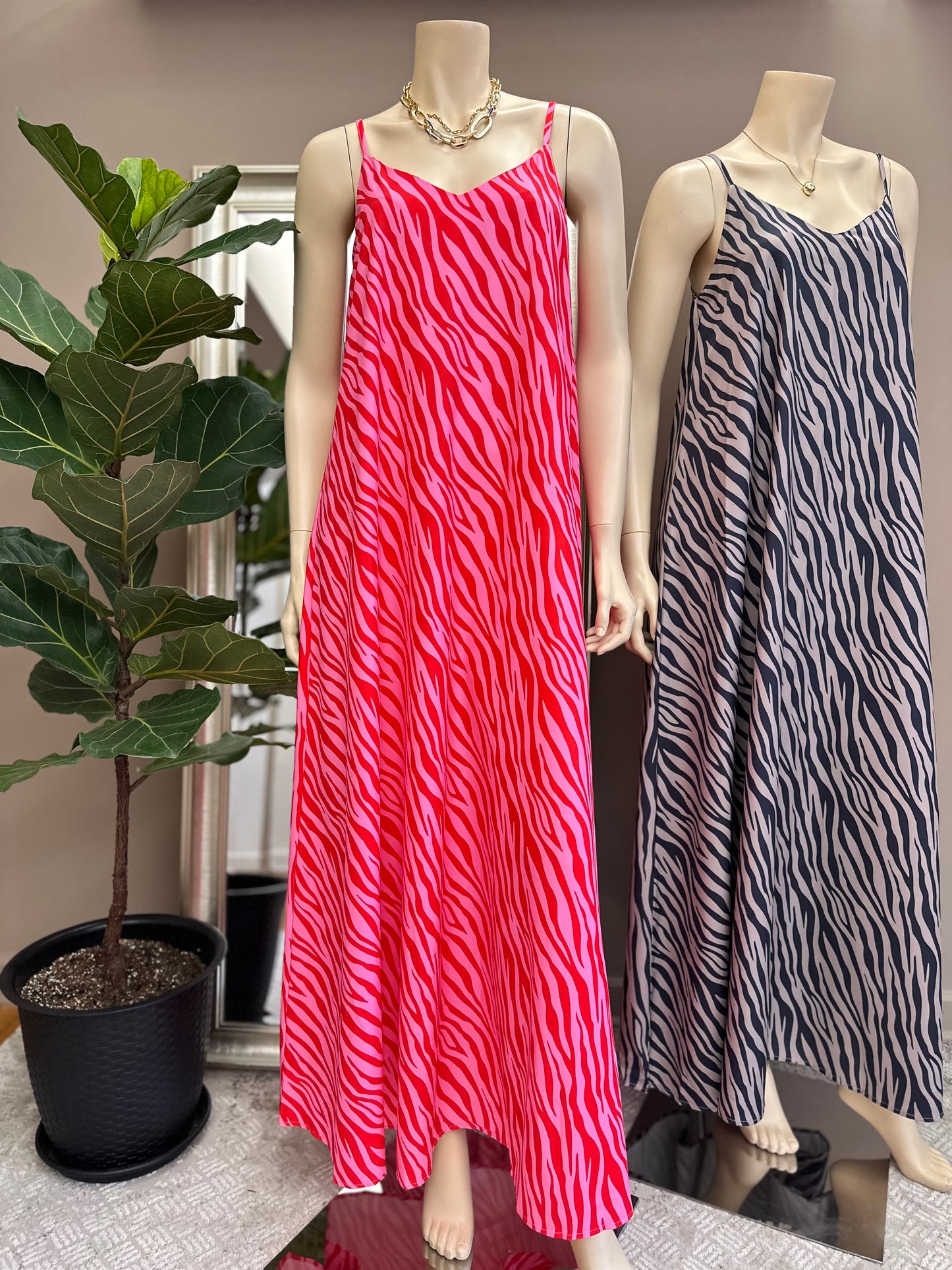 Maxi Vestido Animal Print Rojo Mix
