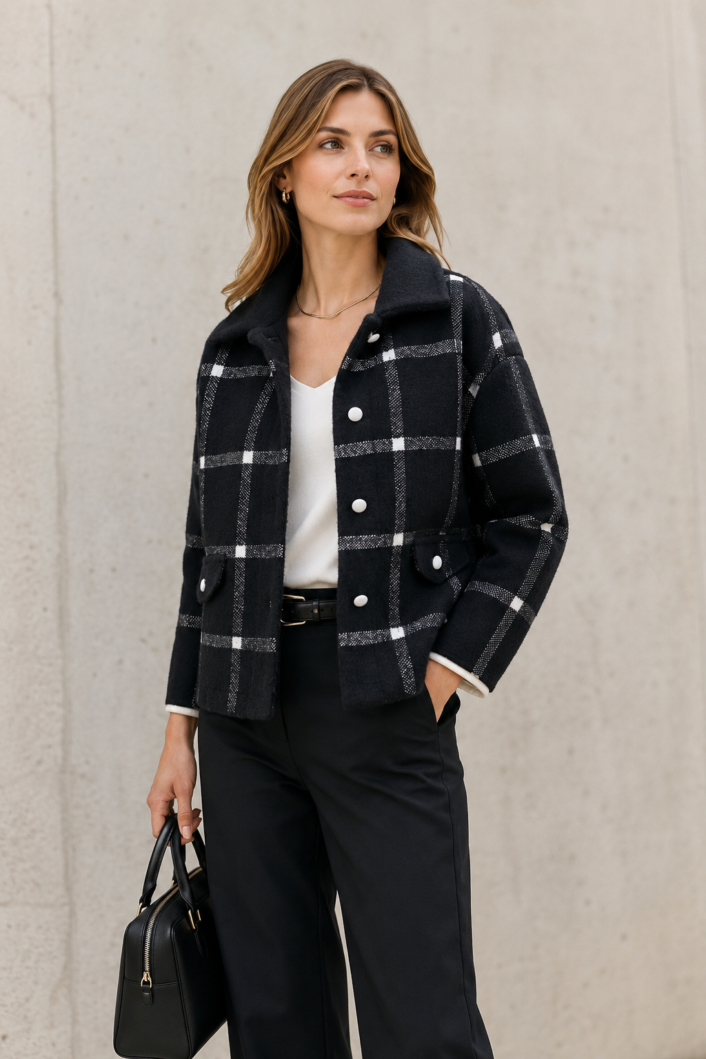 Chaqueta Escocesa Soft Negro