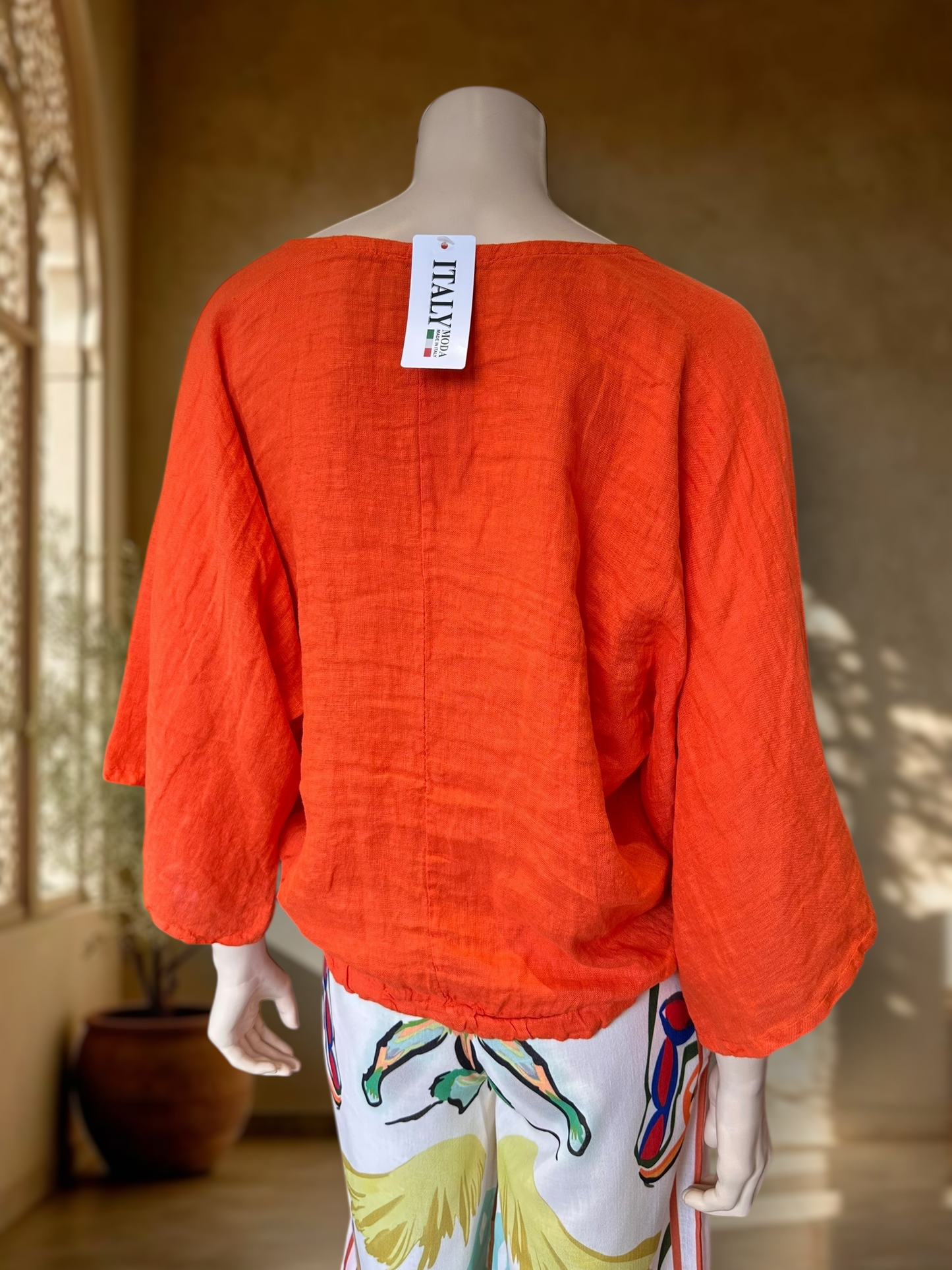 Blusa Italiana Lino Naranjo