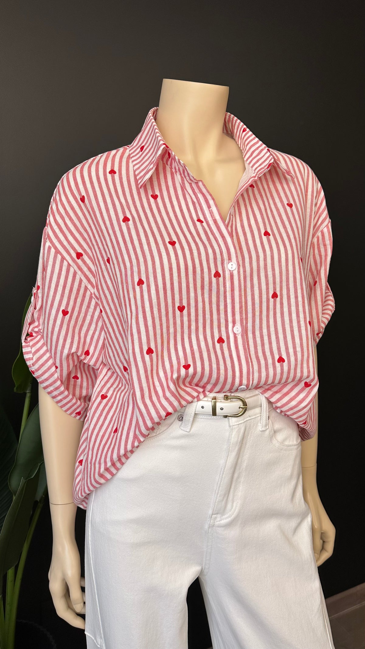 Blusa Rayas & Corazones Rojo