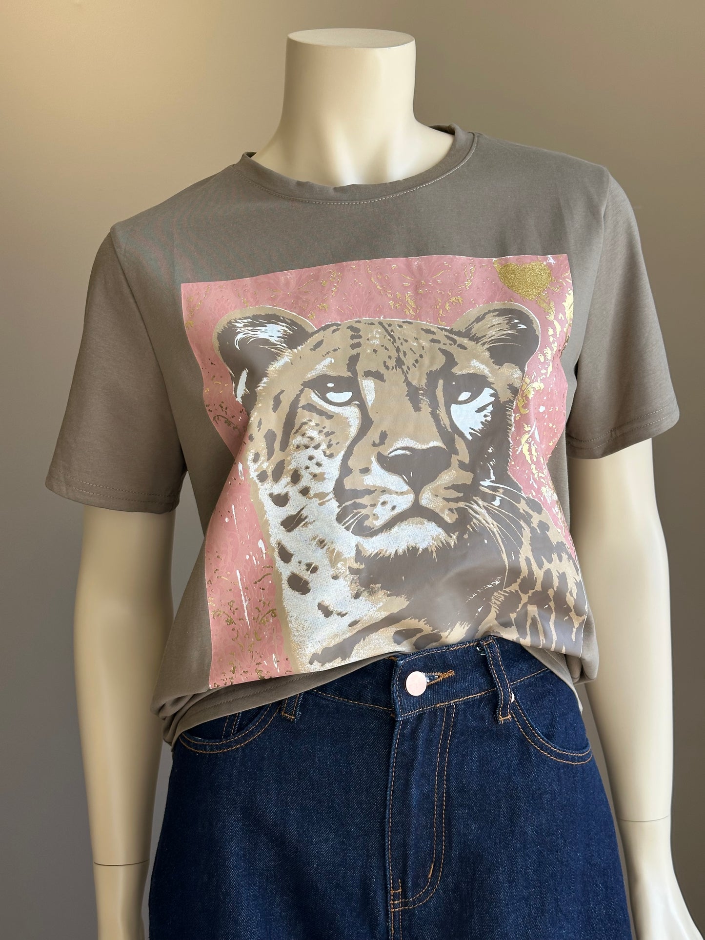 Polera Safari Print Cotton Latte