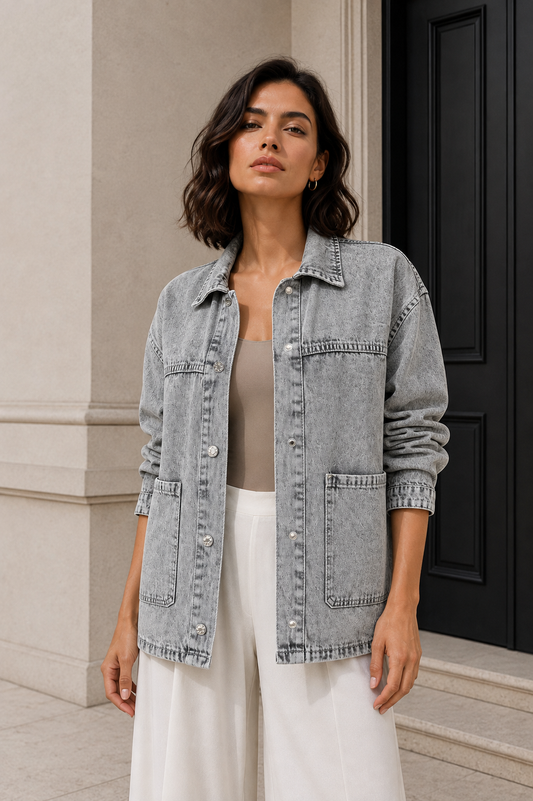 Chaqueta Denim Oversize Gris