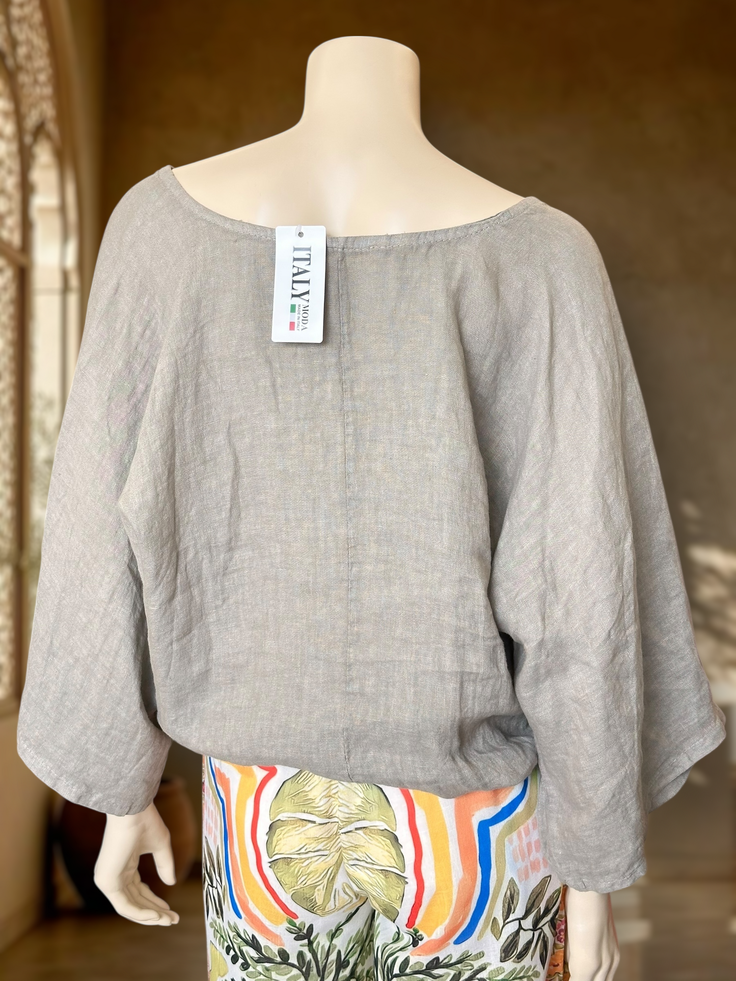 Blusa Italiana Lino Taupe