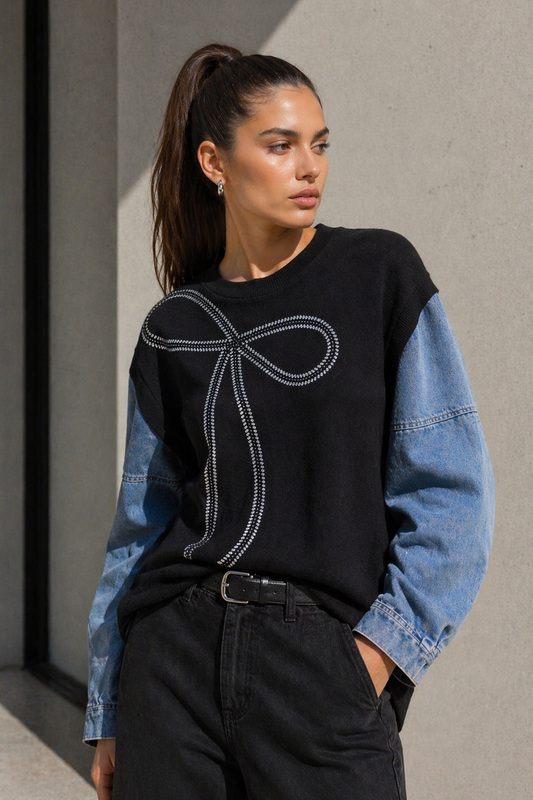 Sweater Bow Negro