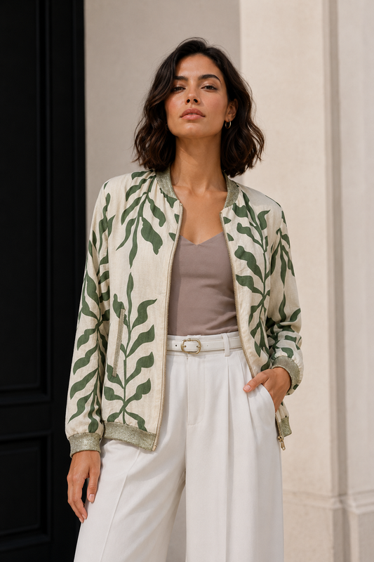Bomber Estampado Botánico Verde