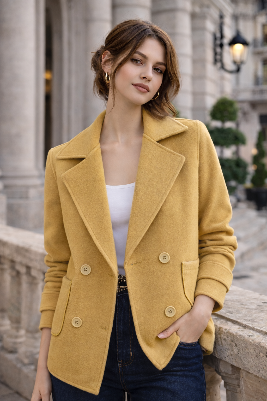 Blazer Cachemira 100% Lana Mostaza