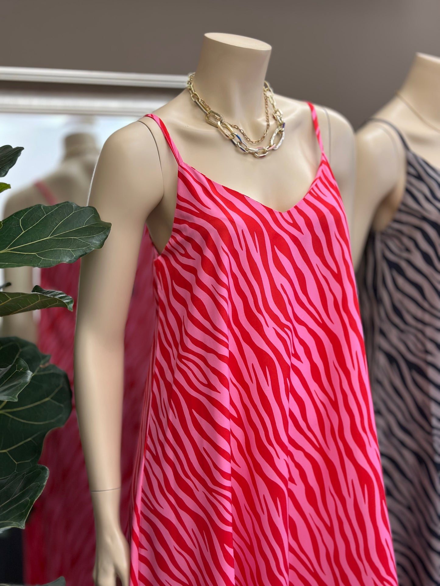 Maxi Vestido Animal Print Rojo Mix