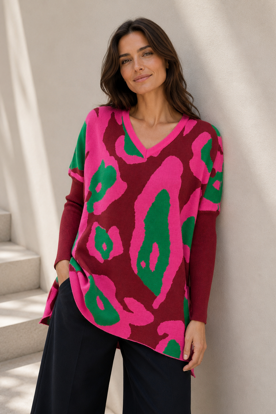 Sweater Poncho Neón Wild Rojo