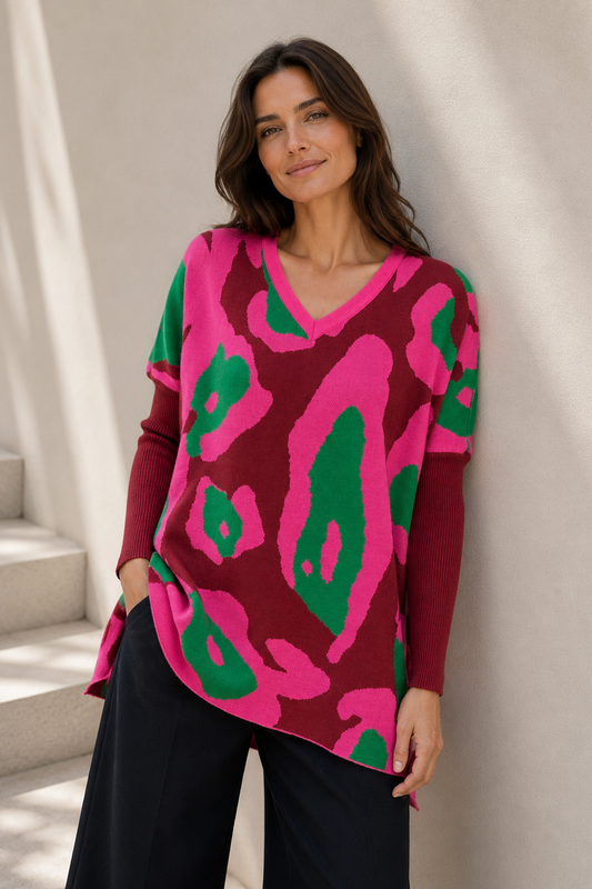 Sweater Poncho Neón Wild Rojo