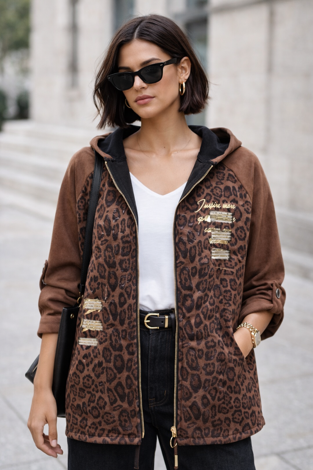 Chaqueta Suede Leopard Chocolate