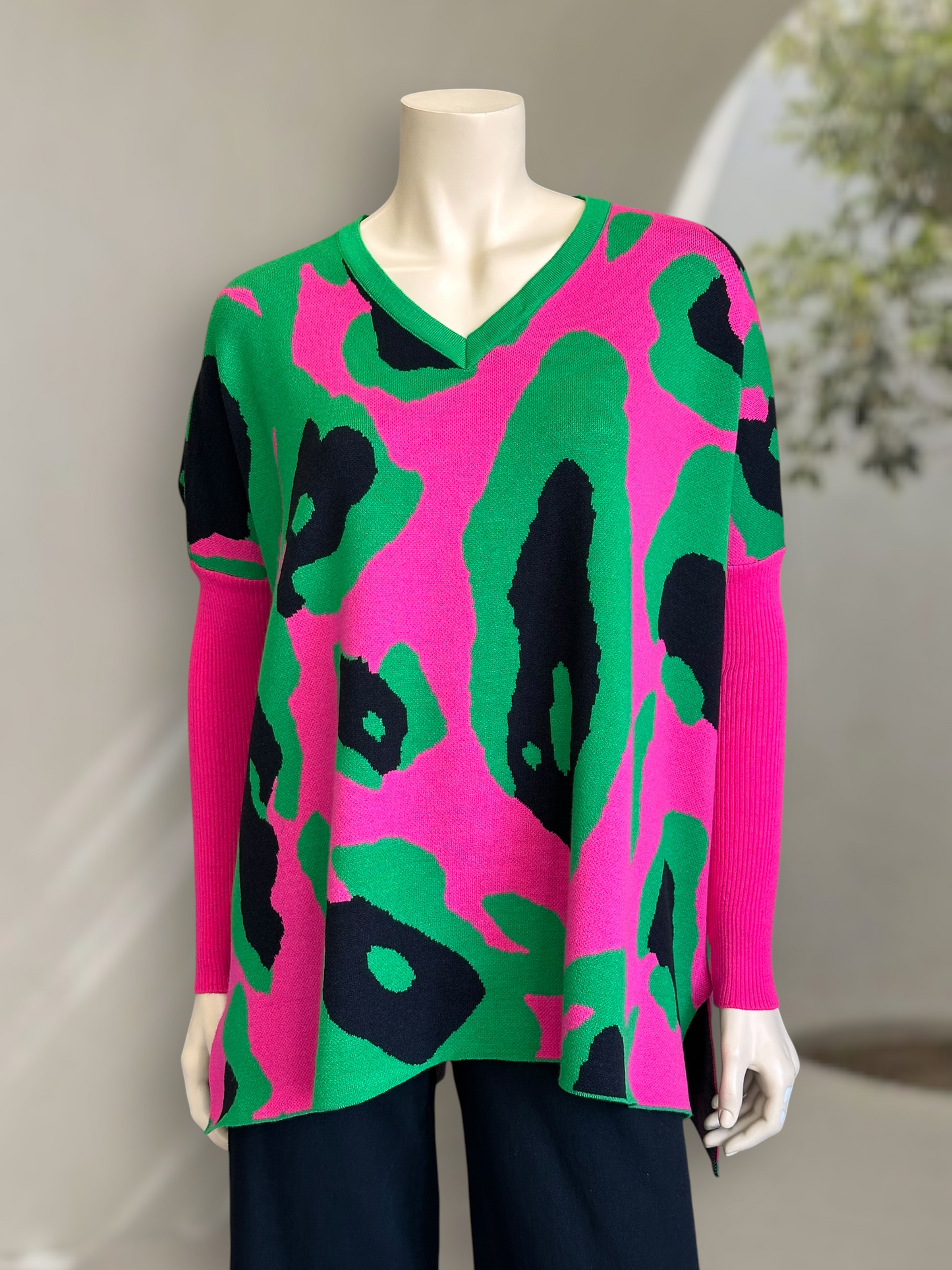 Sweater Poncho Neón Wild Verde
