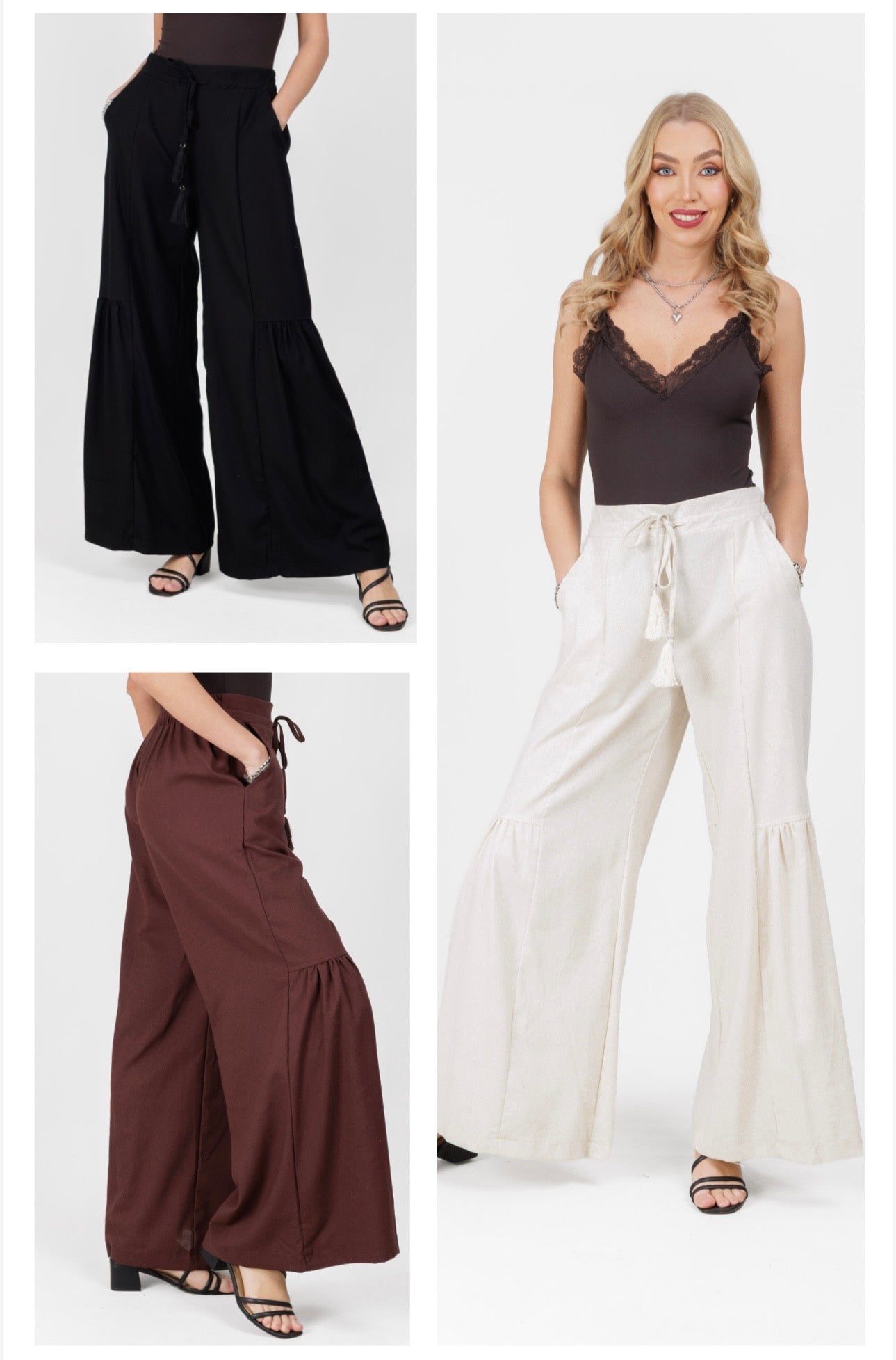 Pantalón Símil Lino Café