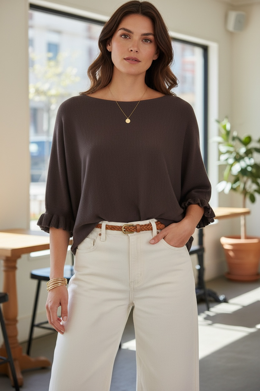 Sweater Volantes Soft Touch Chocolate