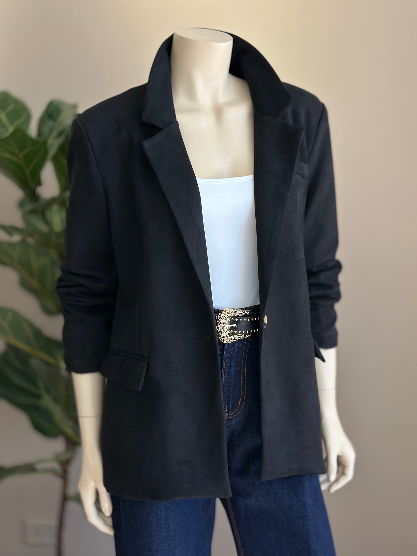 Blazer Símil Gamuza Negro