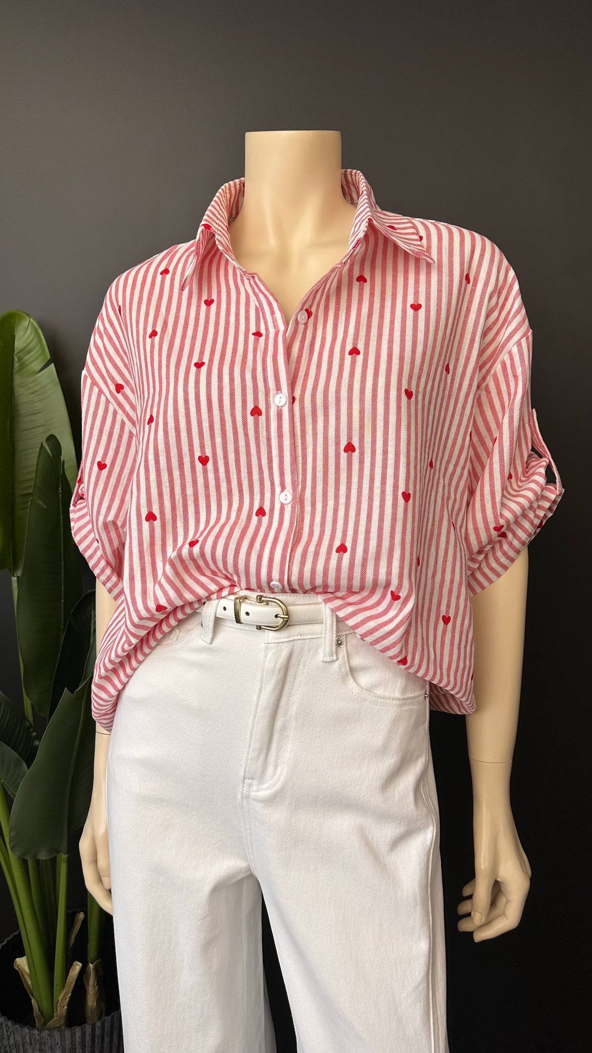 Blusa Rayas & Corazones Rojo