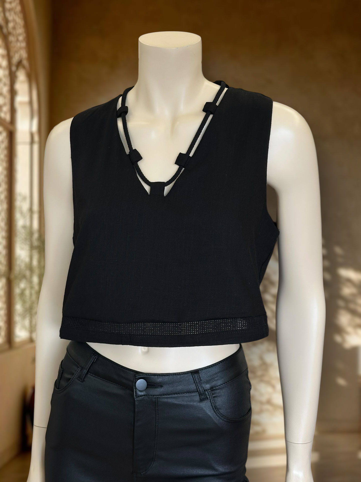 Top Rayón Lino Negro