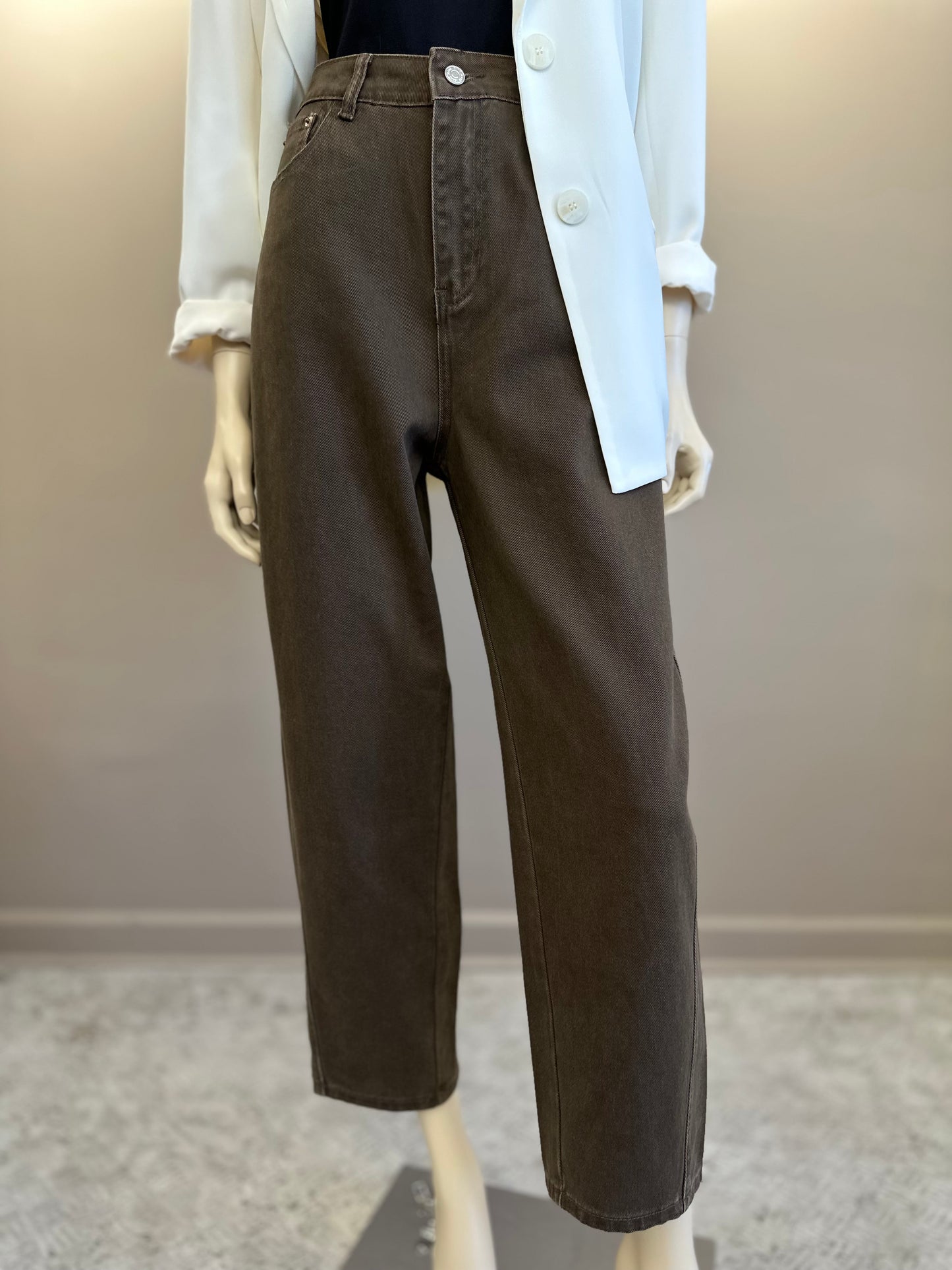 Jeans Recto Relajado Tiro Alto