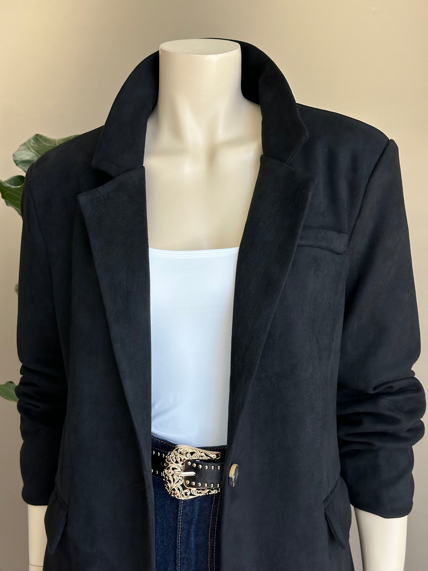 Blazer Símil Gamuza Negro