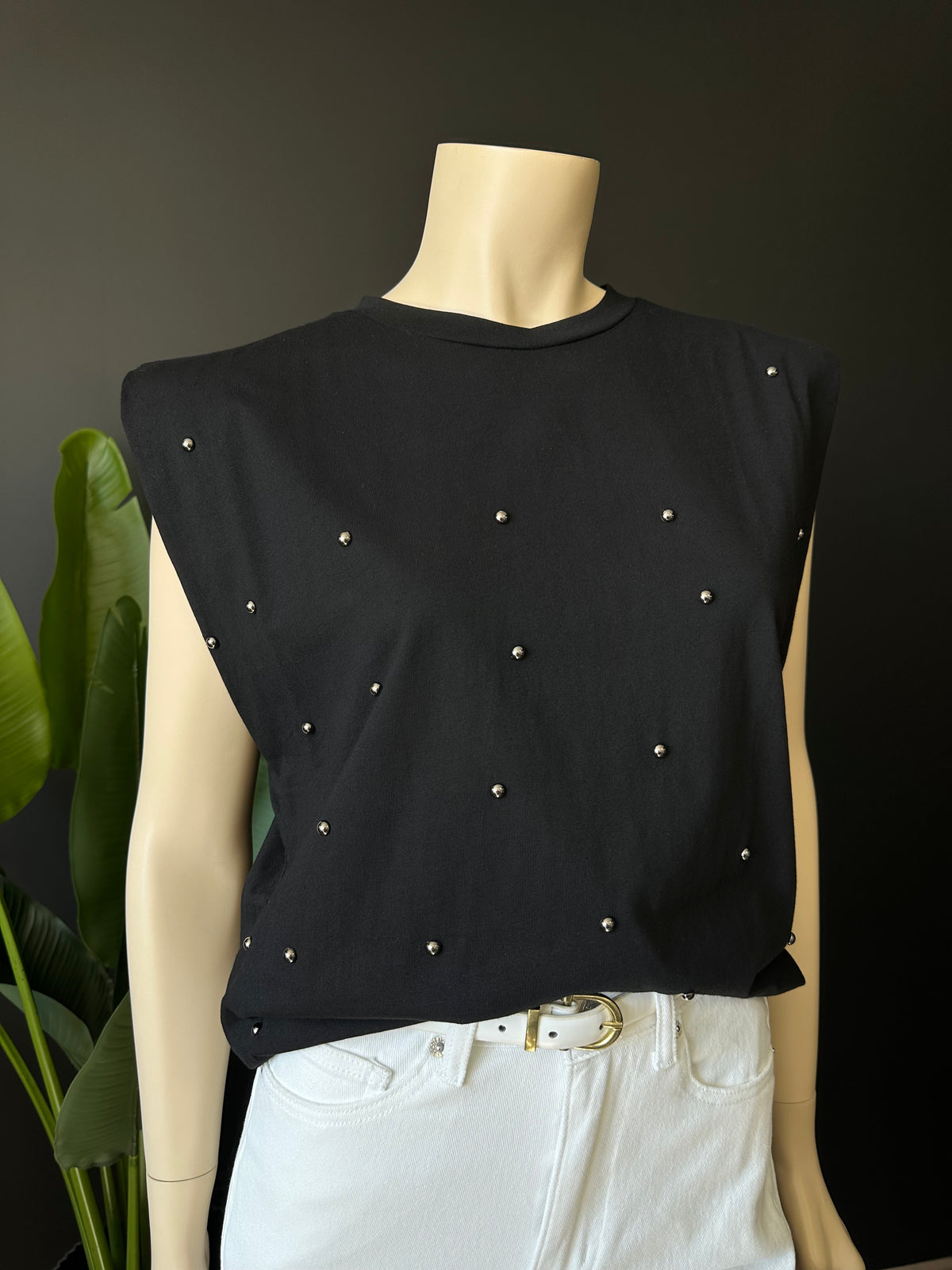 Polera con Hombreras Negro