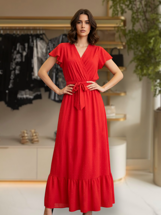 Vestido Brillos Rojo