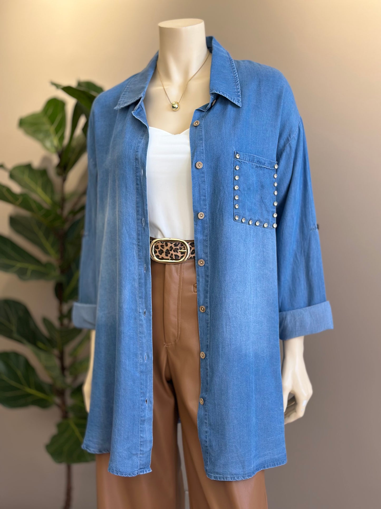 Blusón Mezclilla Azul - Diseño Italiano