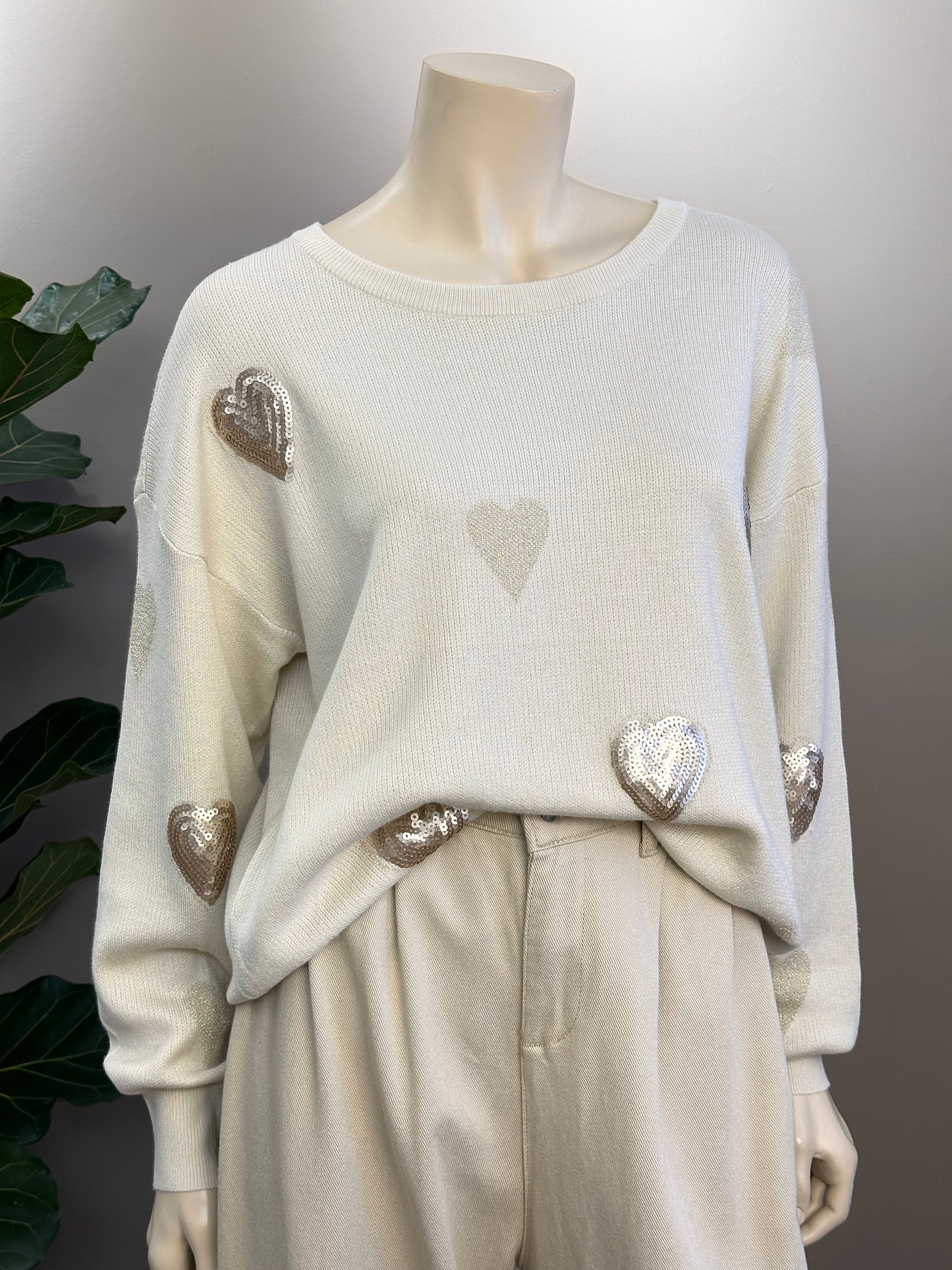 Sweater Corazones Beige