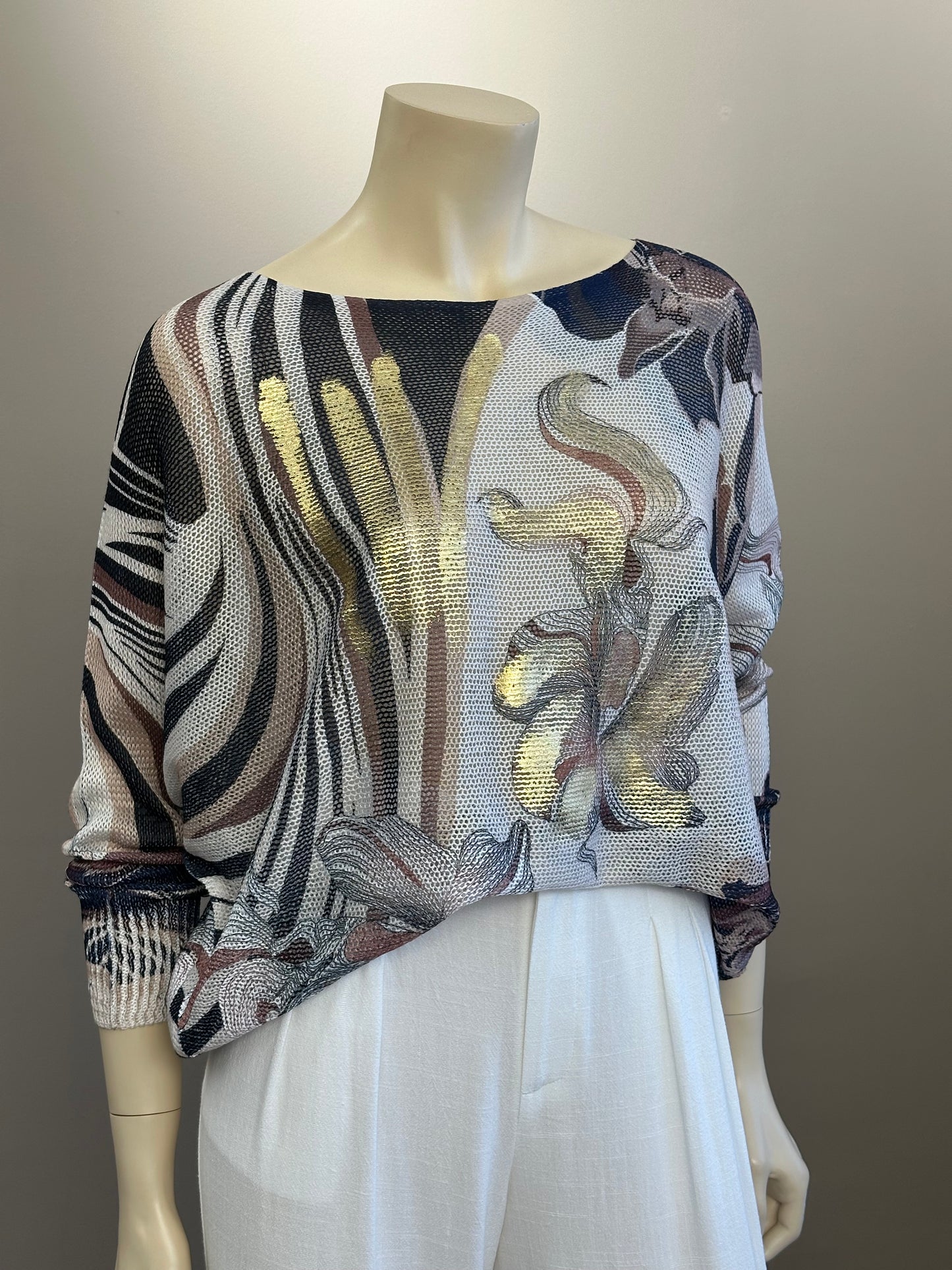 Sweater Hilo Italiano Flor Azul Mix