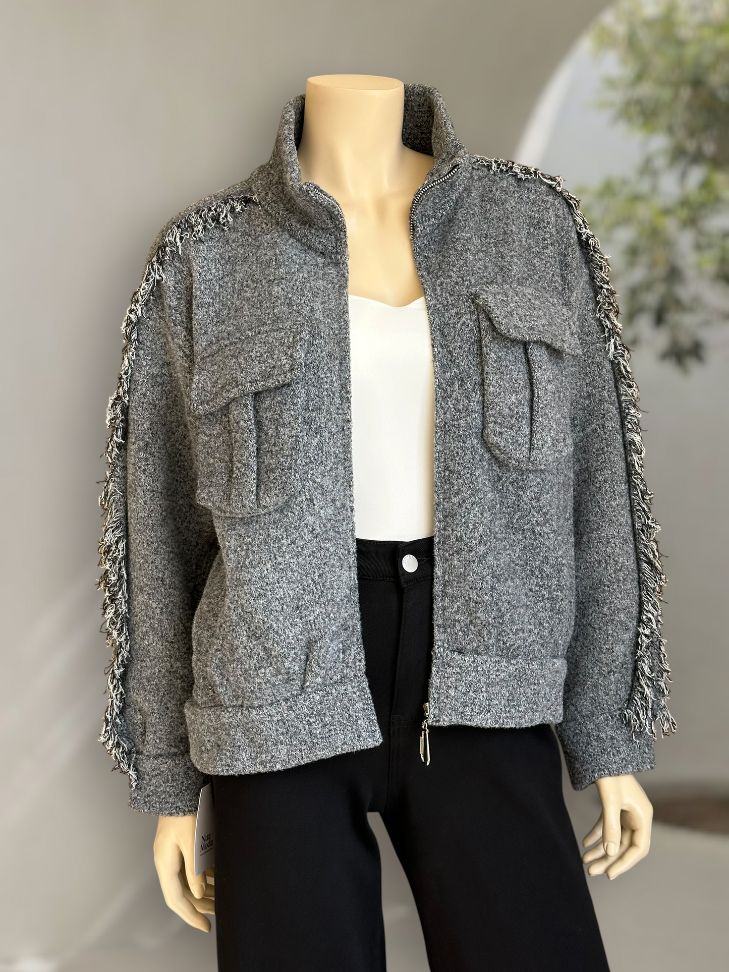 Chaqueta Milano Fringe Gris