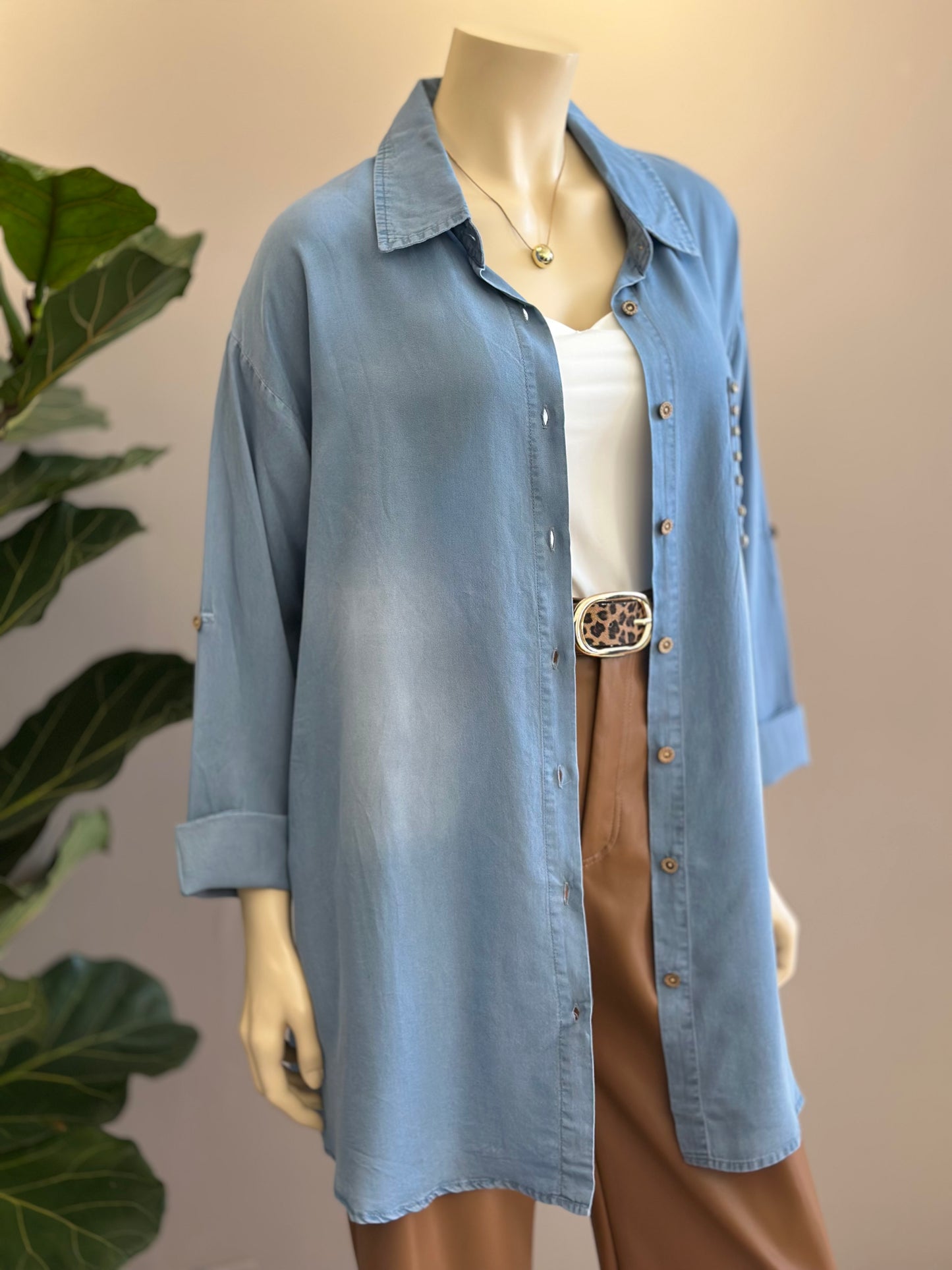 Blusón Mezclilla Celeste - Diseño Italiano