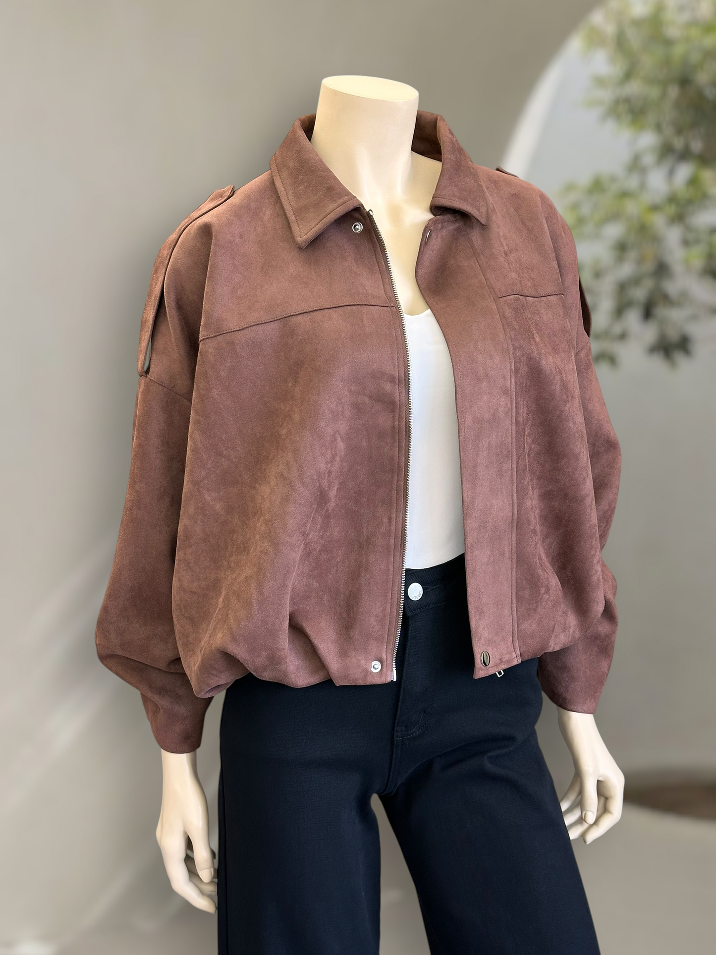 Chaqueta Suede Oversize Café